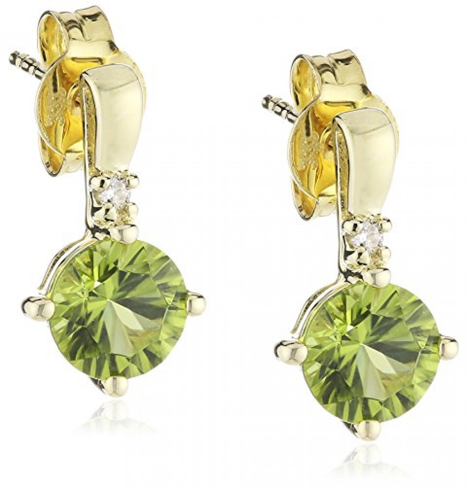 goldmaid Damen-Ohrhänger 333 Gelbgold 2 Brillanten 0,03ct farblos 2 Peridots grün 13.5 mm Fa O973GG 