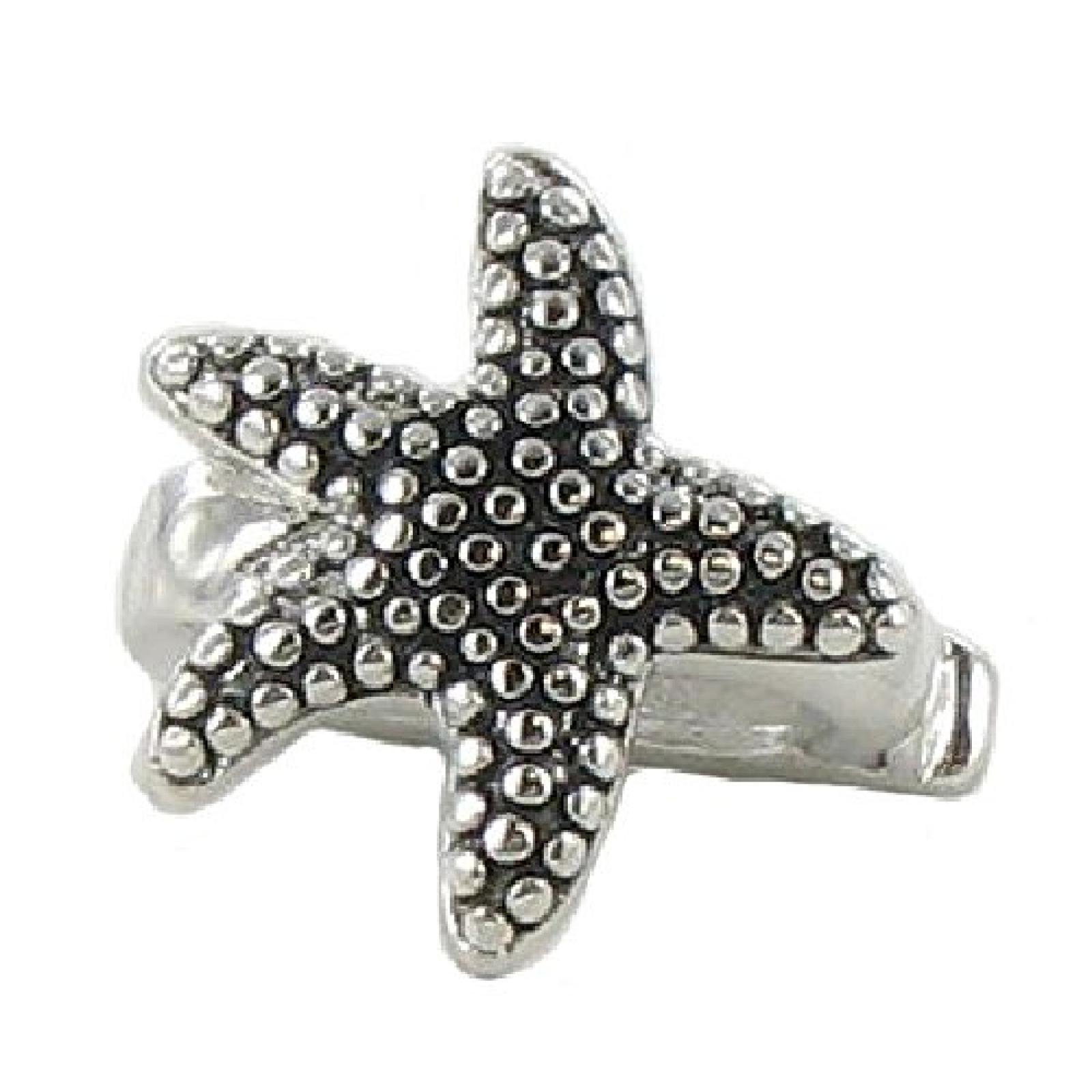 Quiges, Eligo Jewellery Silver Plated Seastar Eligo Clip on Charm f&uuml;r Viventy/Fossil 5mm Leather Armbands 