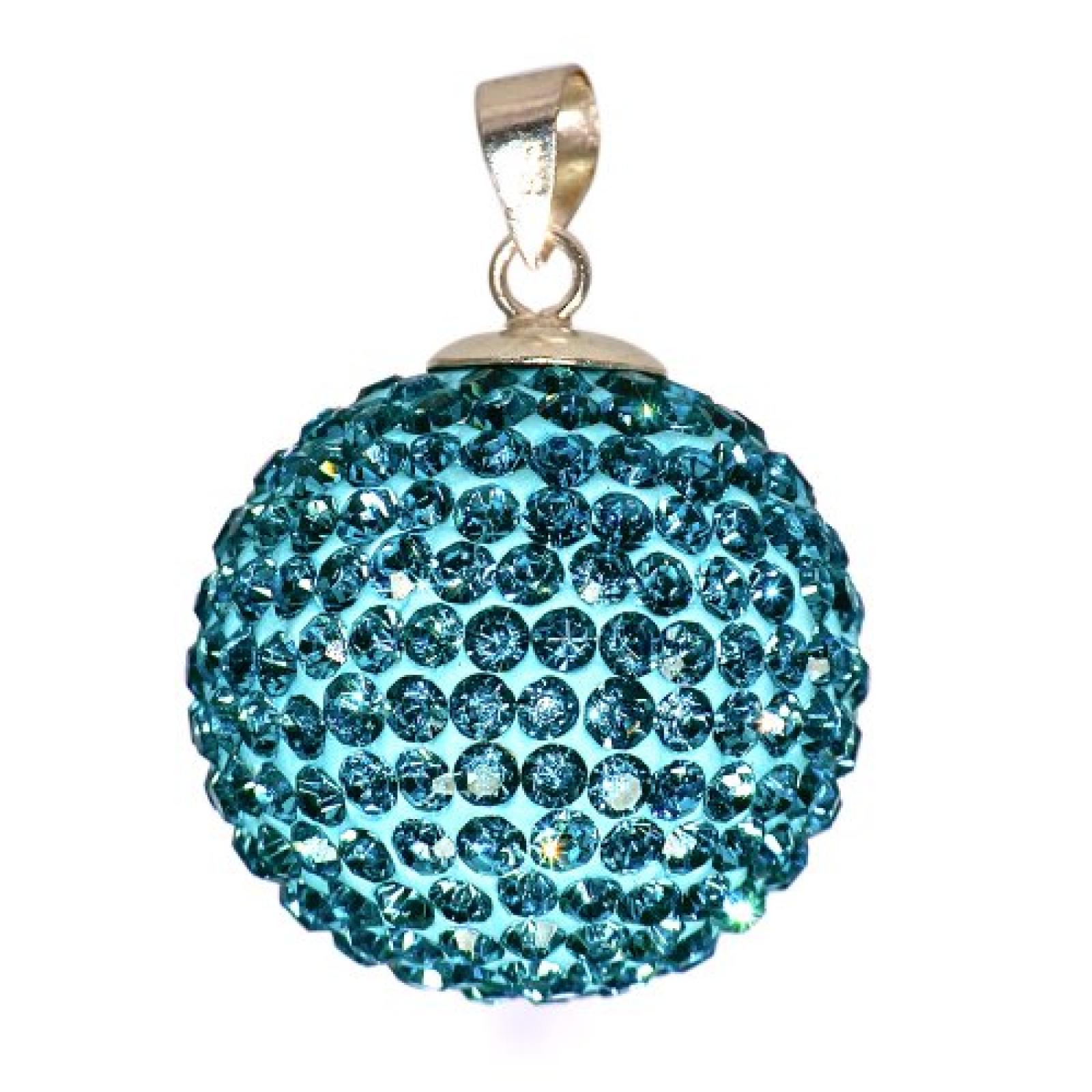 Bella Carina Damen Anhänger mit Kristall Elements 22 mm türkis, 925 Sterling Silber 