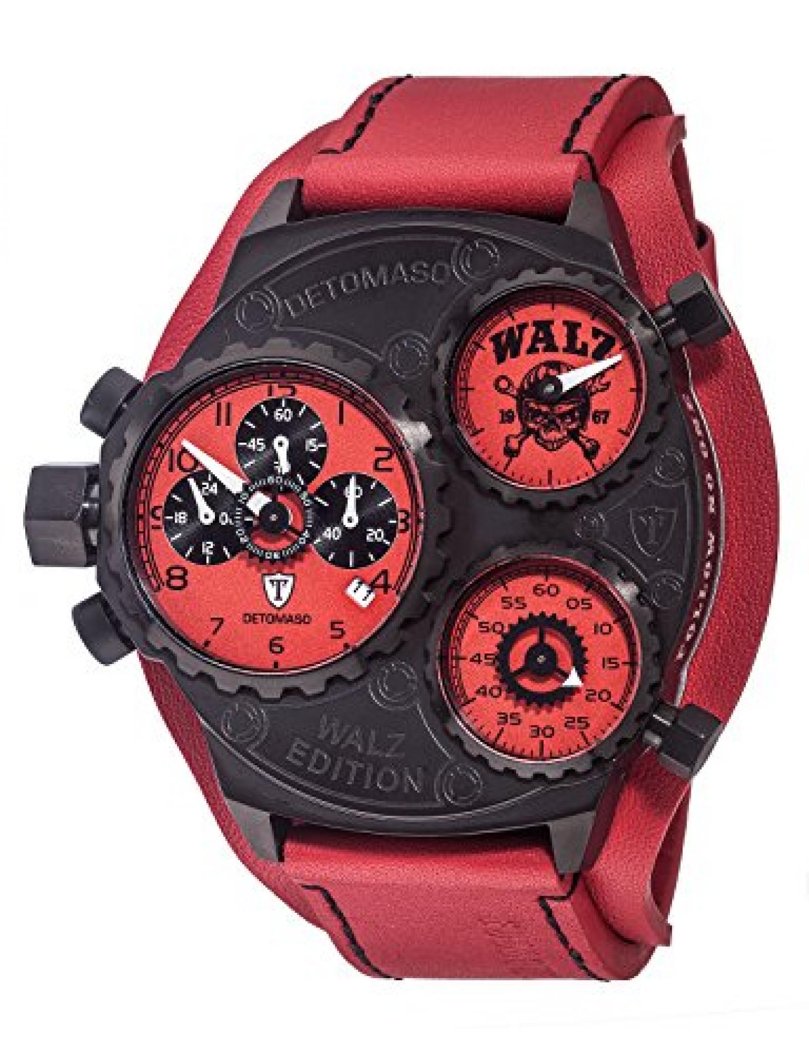 Detomaso Herren-Armbanduhr WALZ Edition GRANDPRIX Red Trend Chronograph Quarz Leder DT-W1001-D 