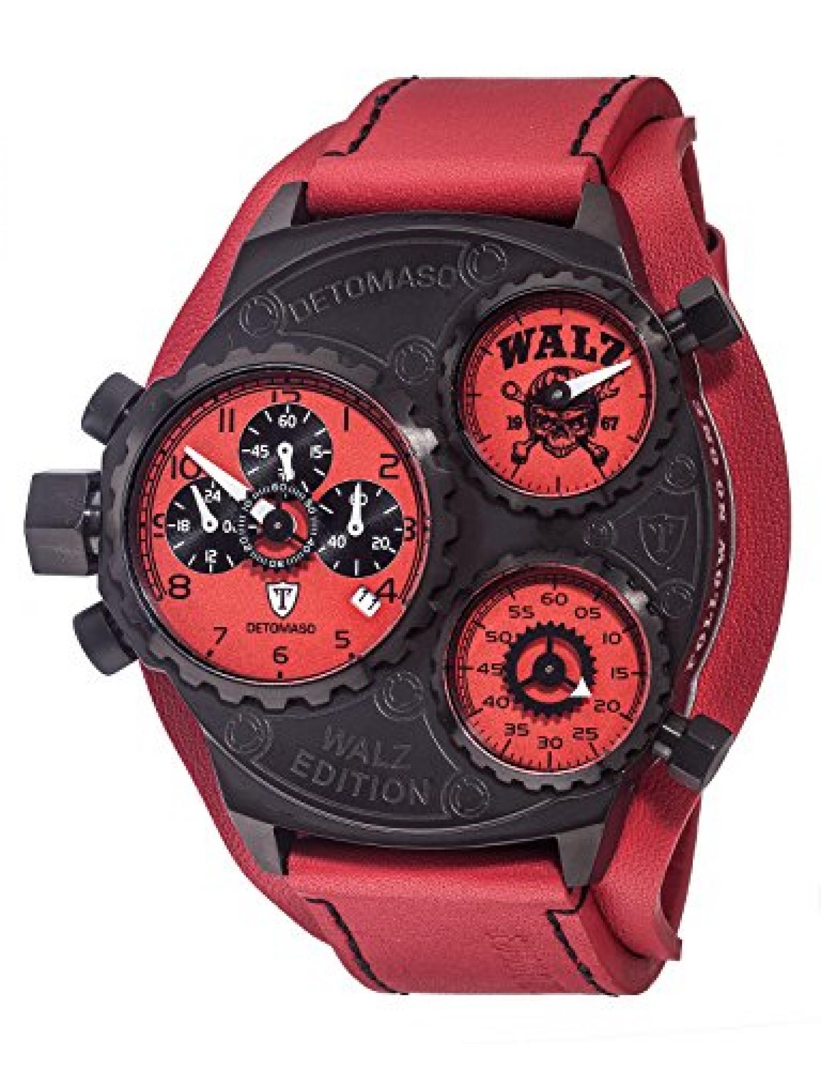 Detomaso Herren-Armbanduhr WALZ Edition GRANDPRIX Red Trend Chronograph Quarz Leder DT-W1001-D Detomaso Herren-Armbanduhr WALZ Edition GRANDPRIX Red Trend Chronograph Quarz Leder DT-W1001-D