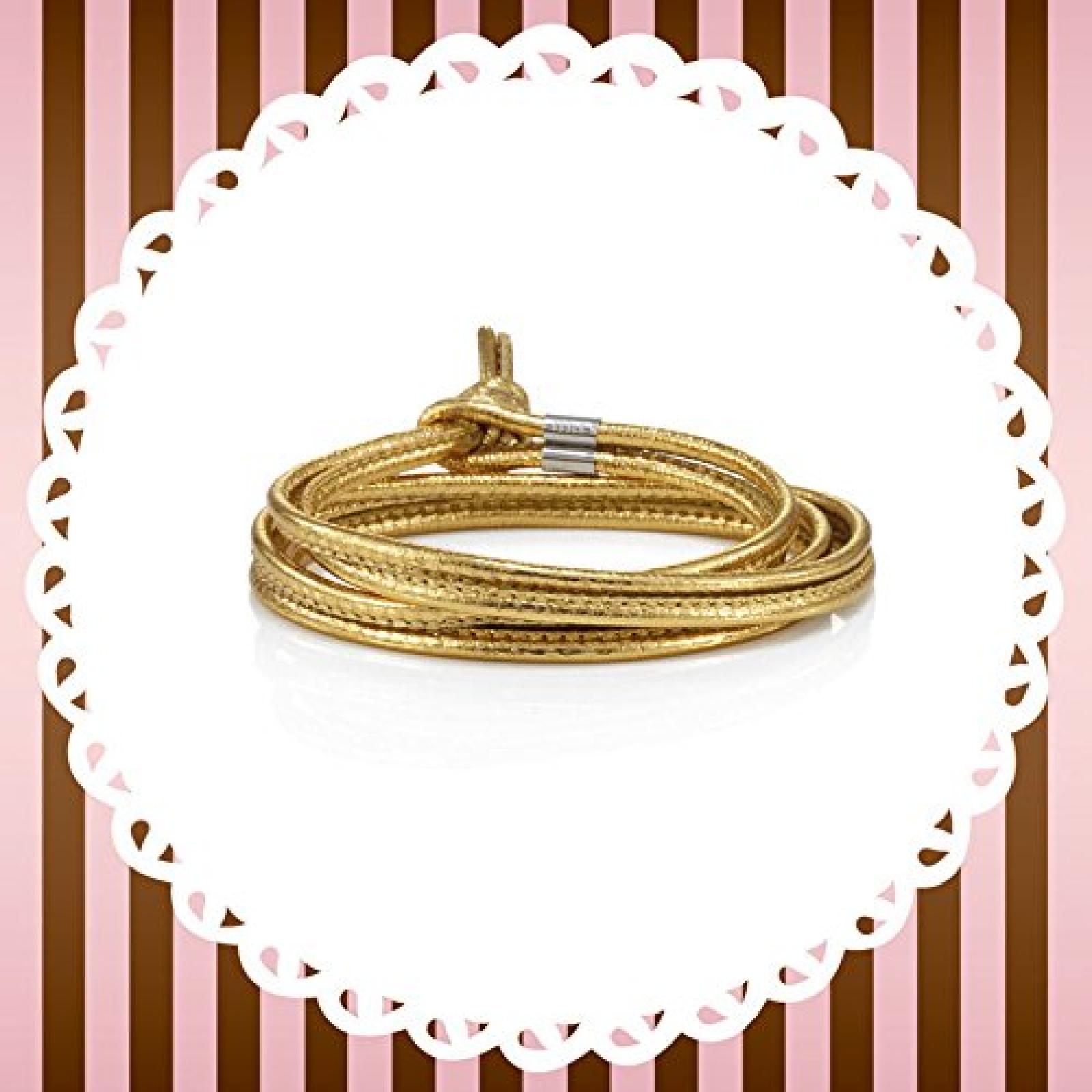 NominatioN BON BON Armband aus Leder und Stahl (LANG) (Gold) 065089-016 