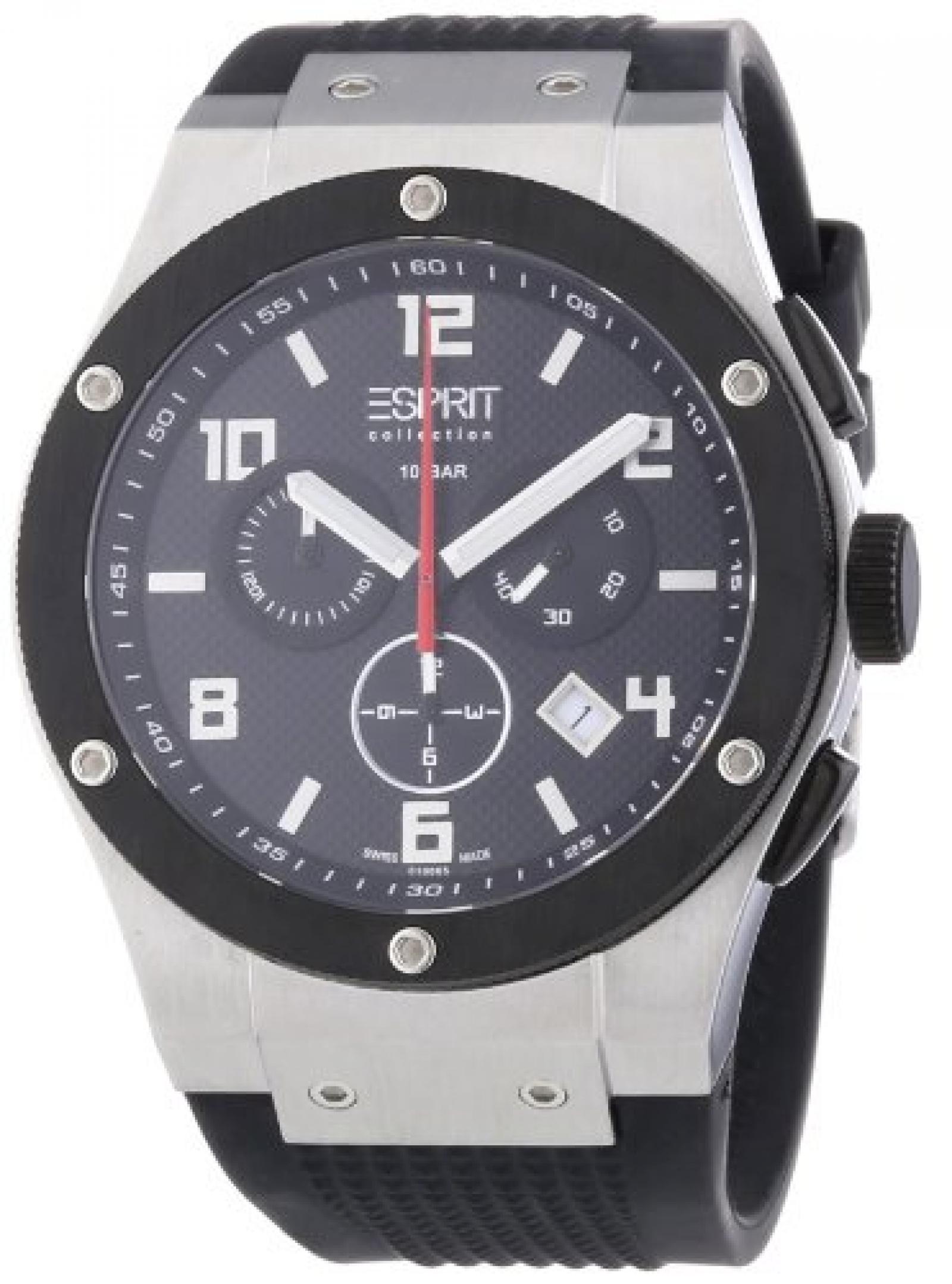 Esprit Collection Herren-Armbanduhr XL Phorkus Black - Swiss Made Chronograph Quarz EL101001S01 