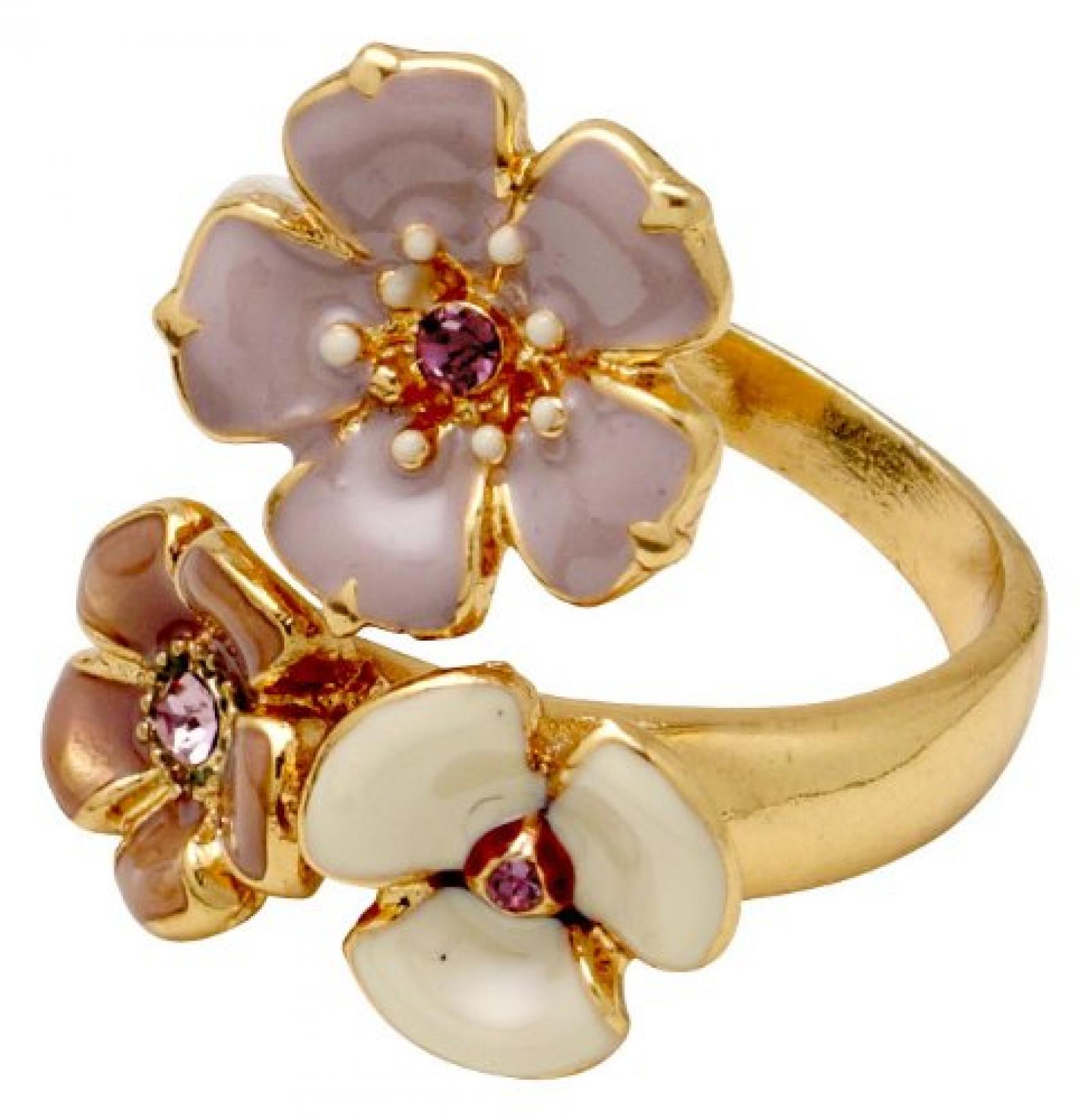 Pilgrim Jewelry Damen-Ring Messing Emaille Glaskristall Dearest violett Gr. 221342604 