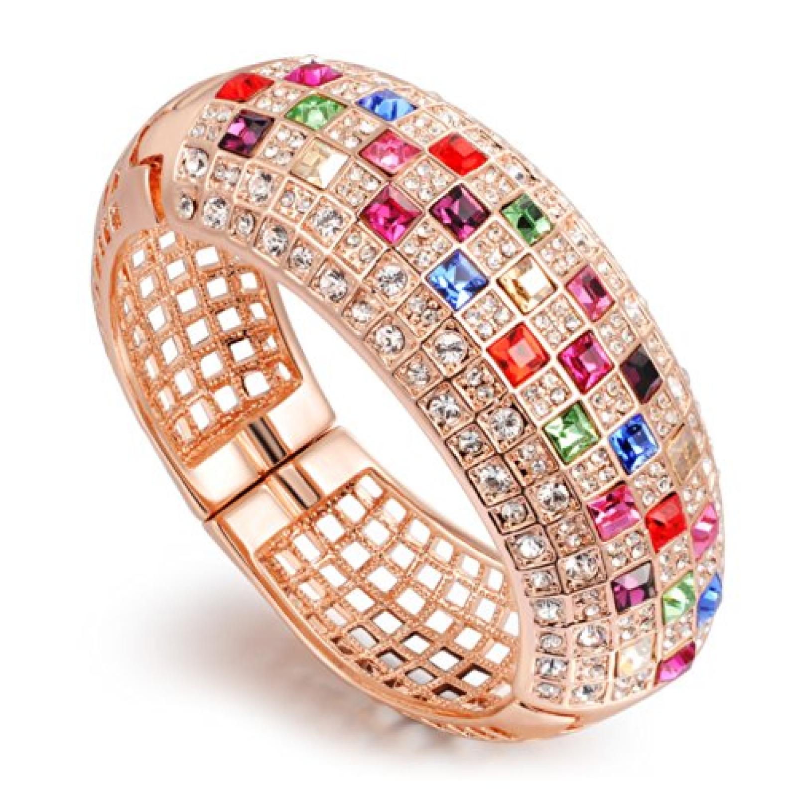 Weihnachtsgeschenk Ninabox Rosegold Damen-Armband/Armreif SWAROVSKI ELEMENTS Kristall Modeschmuck Geburtstagsgeschenk Geschenk für Frauen Damen Armschmuck bling jewelry Armband mehrfarbig 