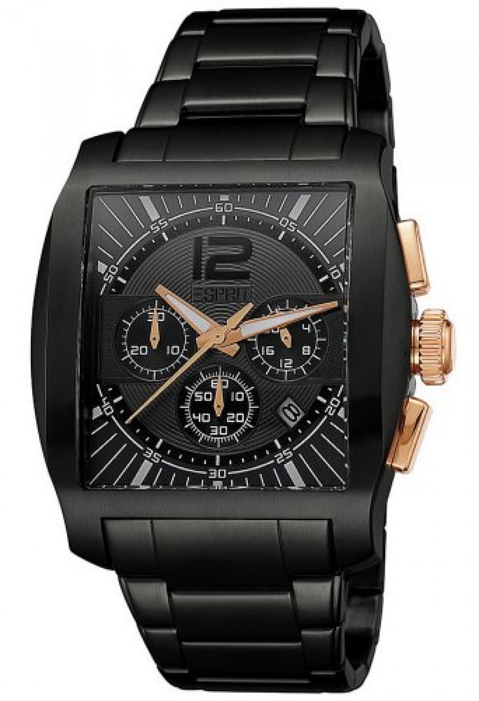 Esprit Herren-Armbanduhr Impulse Rosegold Black Chronograph Quarz Edelstahl ES103641003 