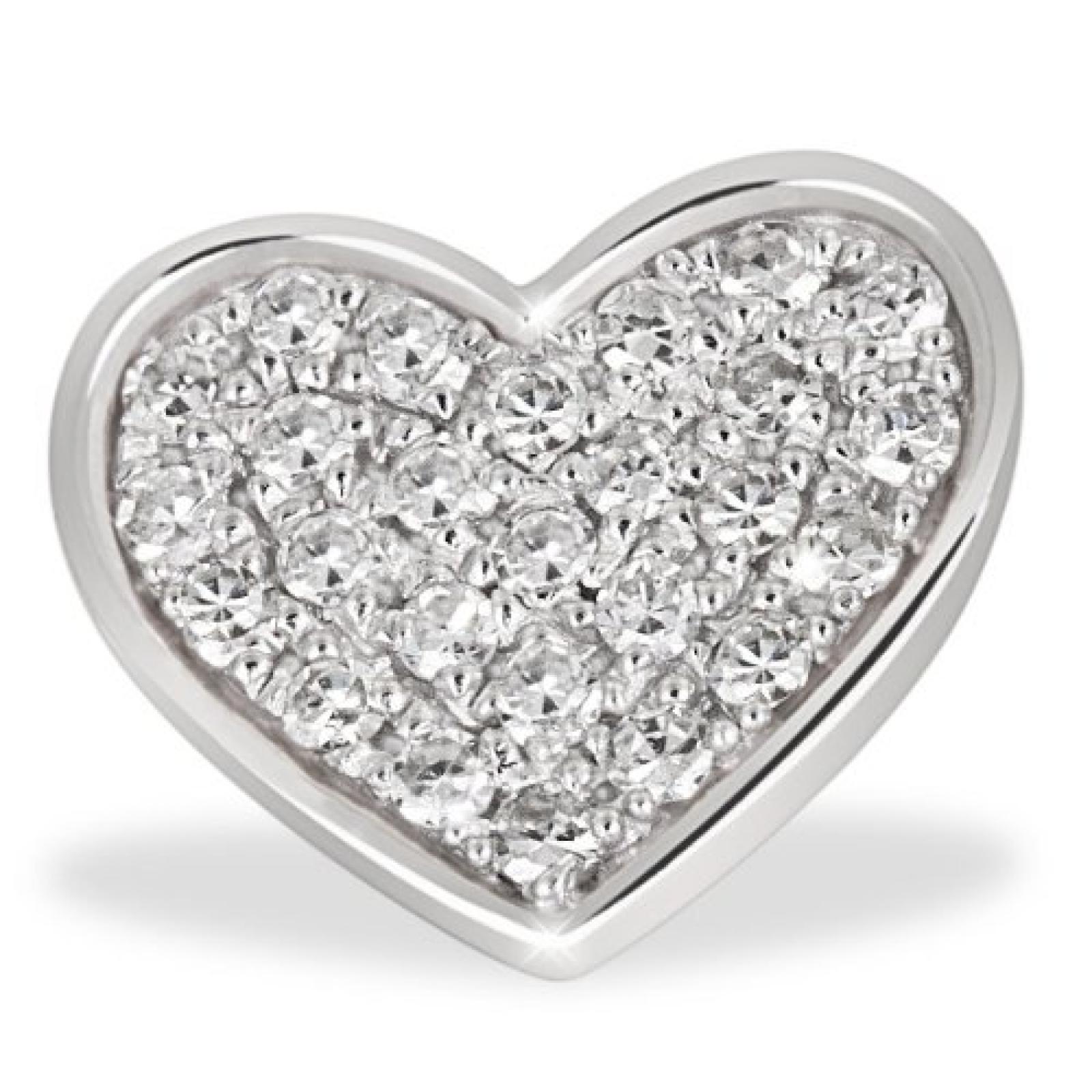 Goldmaid-Anh&auml;nger Pavee Herz 585 Wei&szlig;gold 26 Diamanten SI/H 0,10 ct. 