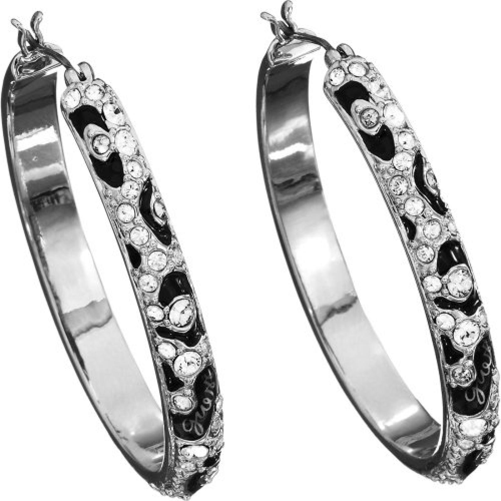 Guess Creolen schwarz und wei&szlig; gemustert - UBE71203 