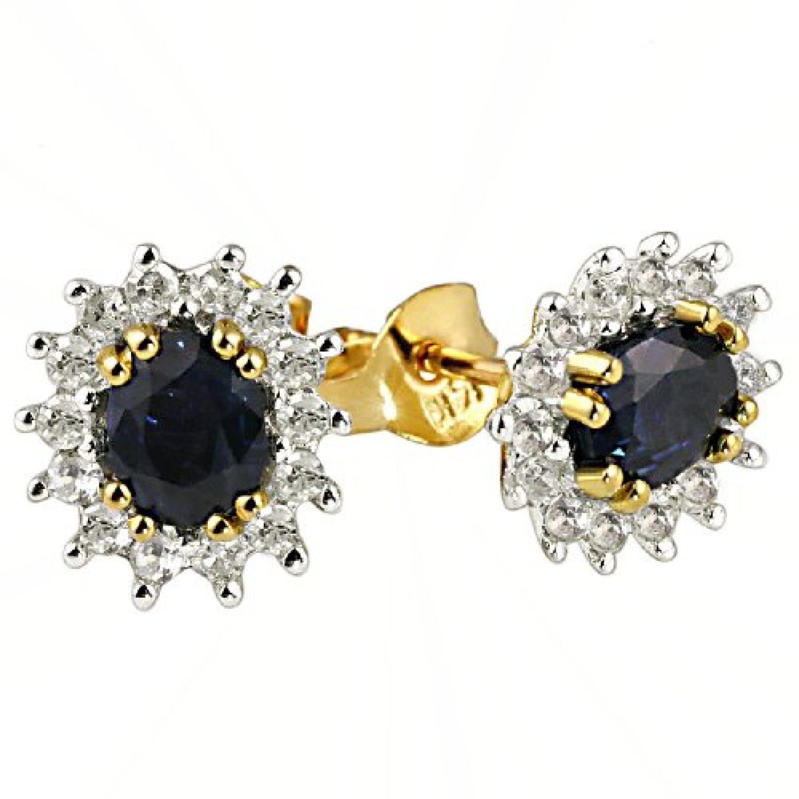 Goldmaid Damen-Ohrstecker 585 Gelbgold 2 Safir blau 28 Diamanten 0,30ct Fa O455GGB Goldmaid Damen-Ohrstecker 585 Gelbgold 2 Safir blau 28 Diamanten 0,30ct Fa O455GGB