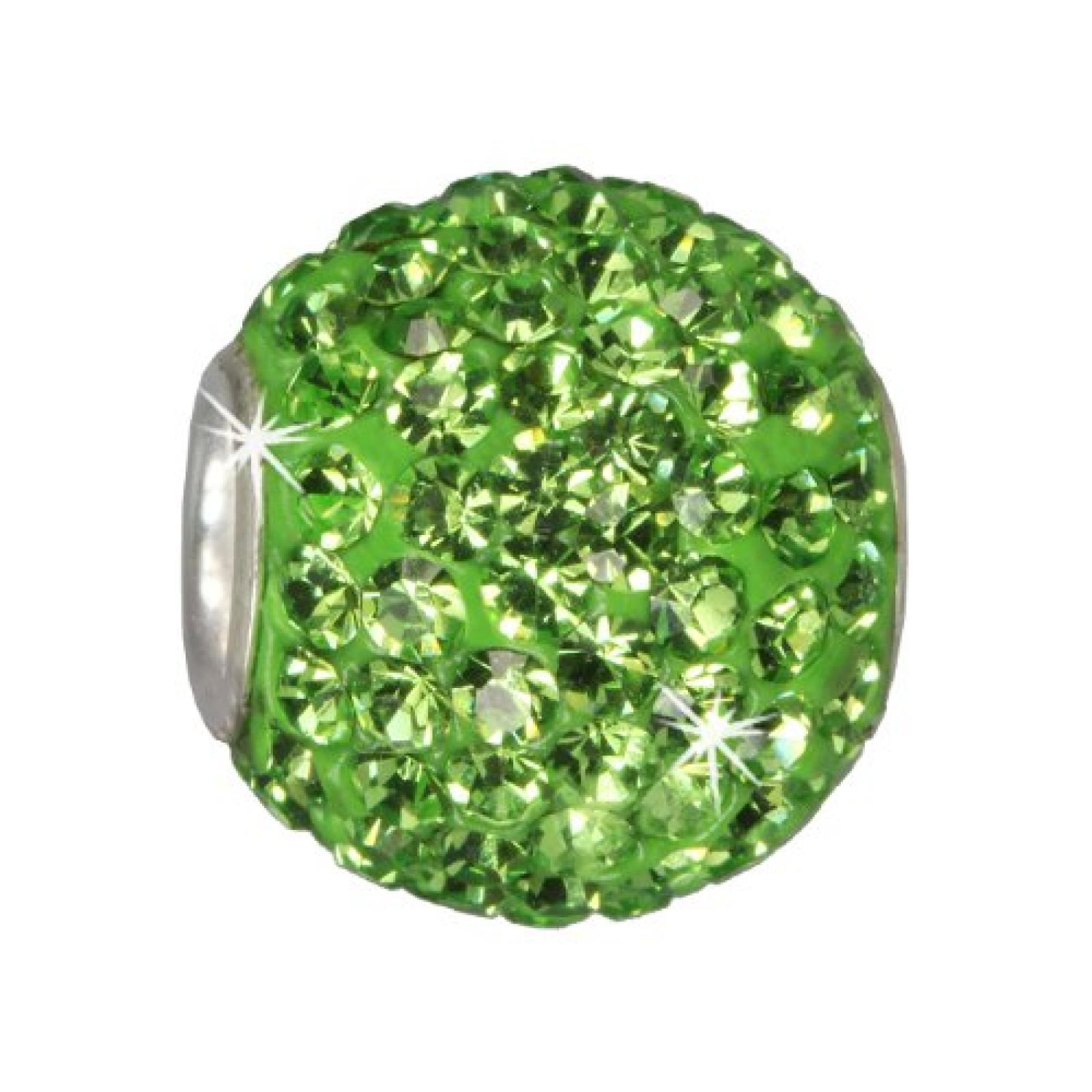 SilberDream Glitzer Bead Swarovski Kristalle hellgr&uuml;n Shiny SilberDream Silber Beads f&uuml;r Bettelarmb&auml;nder GSB208 