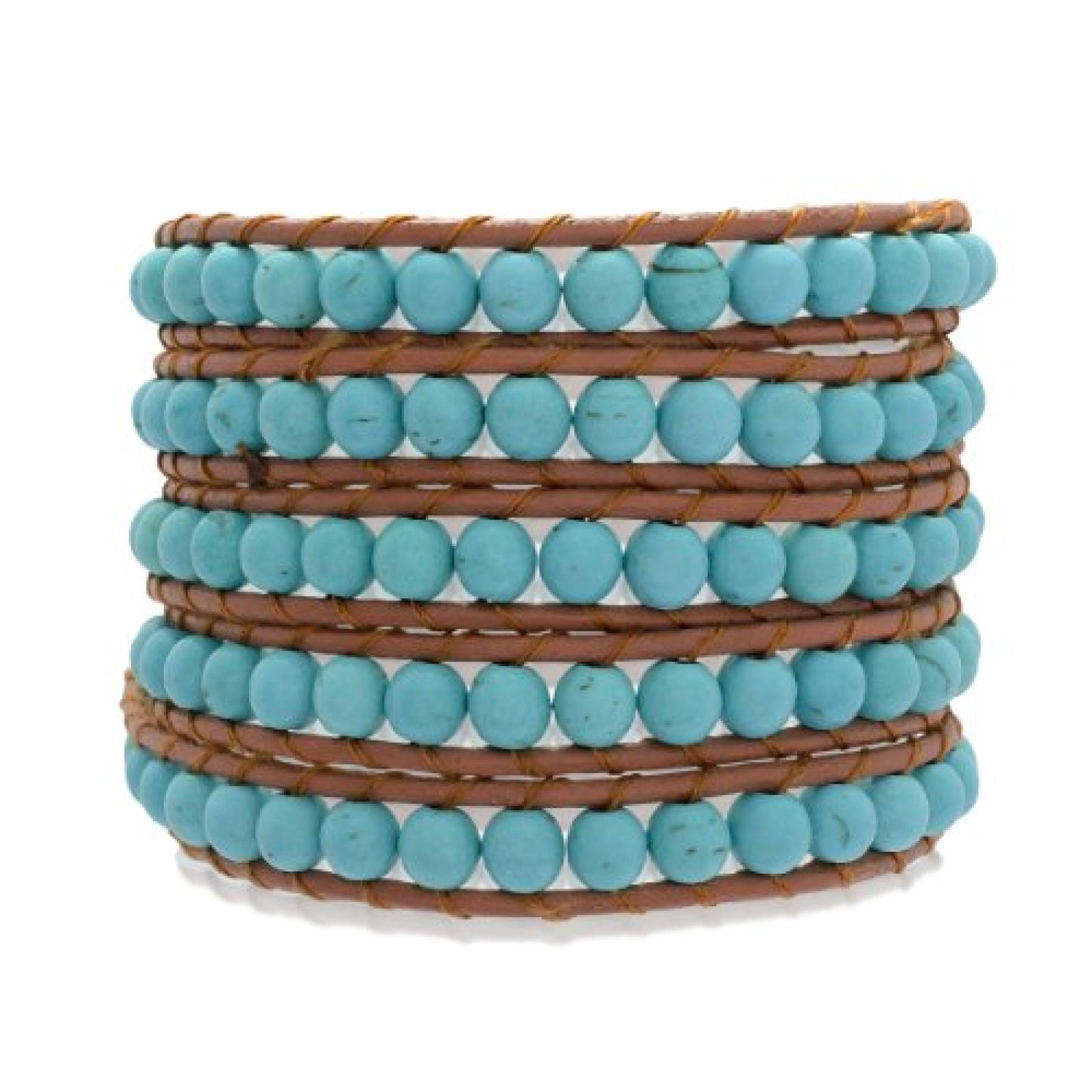 Rafaela Donata Damen-Armband Leather Collection Leder braun T&uuml;rkis 60831030 