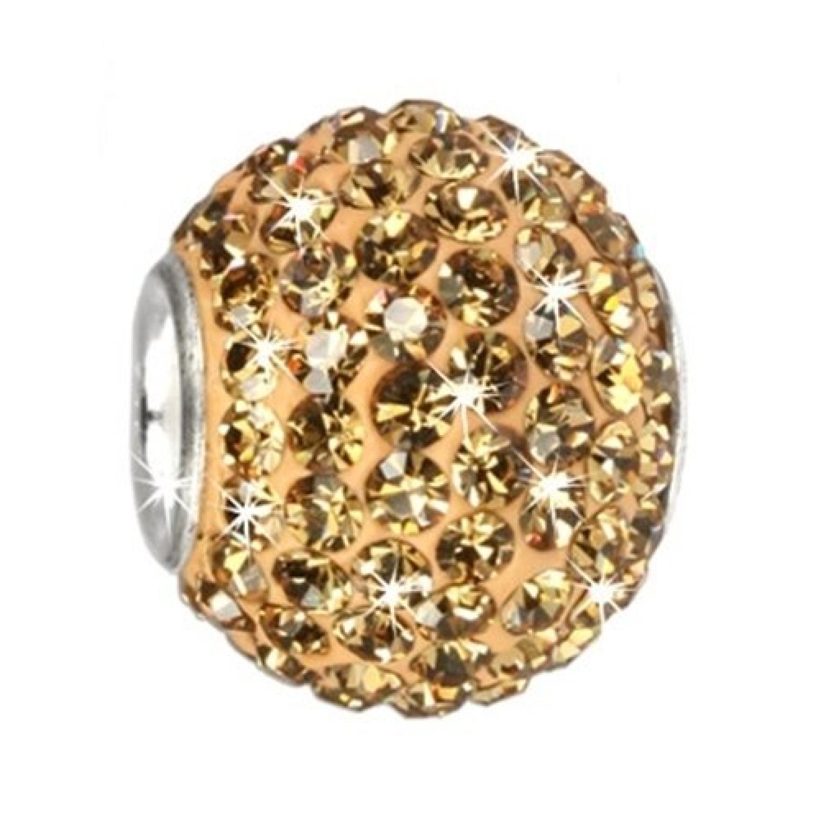 SilberDream Glitzer Bead Swarovski Kristalle bernstein Shiny SilberDream Silber Beads f&uuml;r Bettelarmb&auml;nder GSB206 