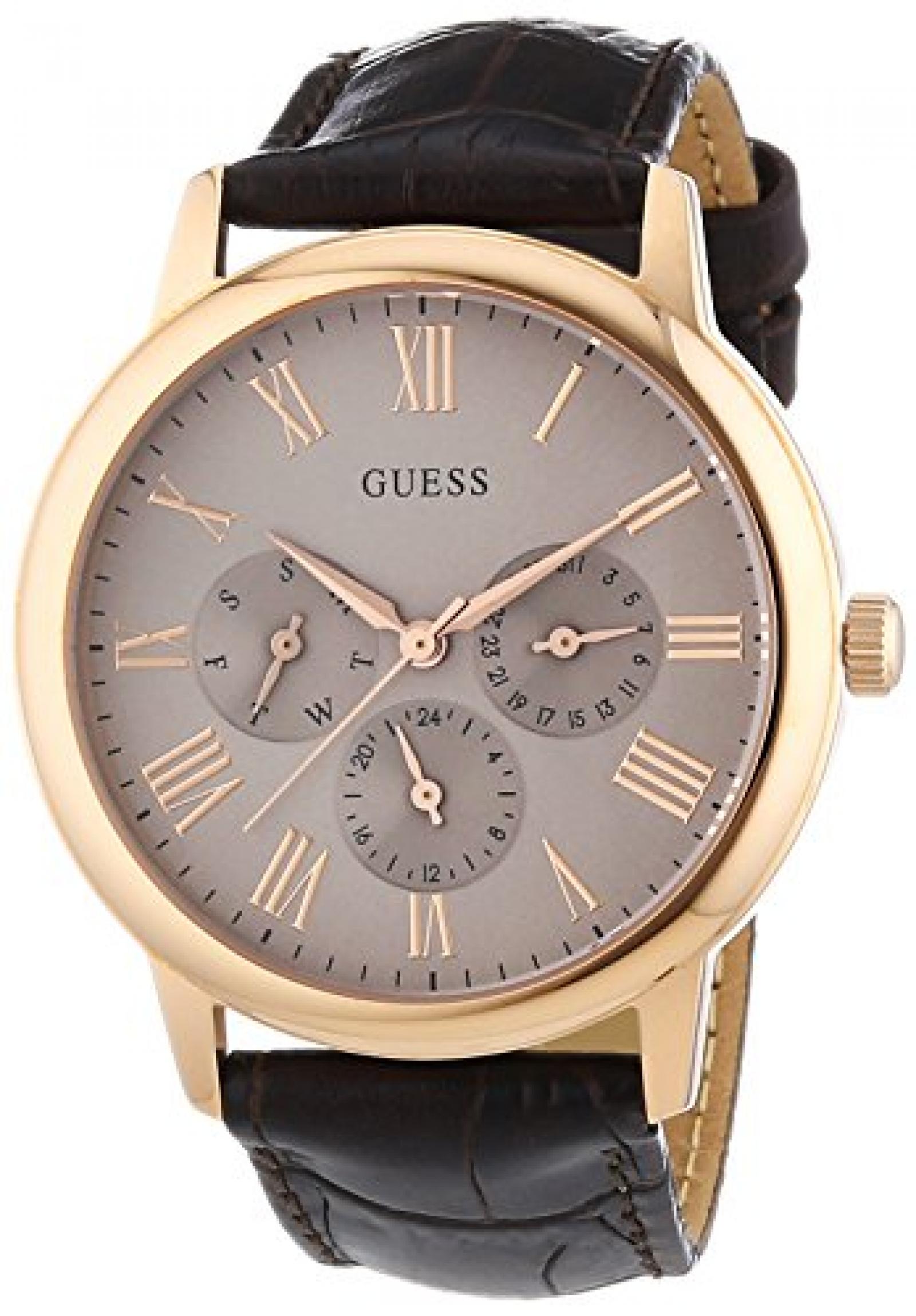 Guess Herren-Armbanduhr XL Analog Quarz Leder W0496G1 