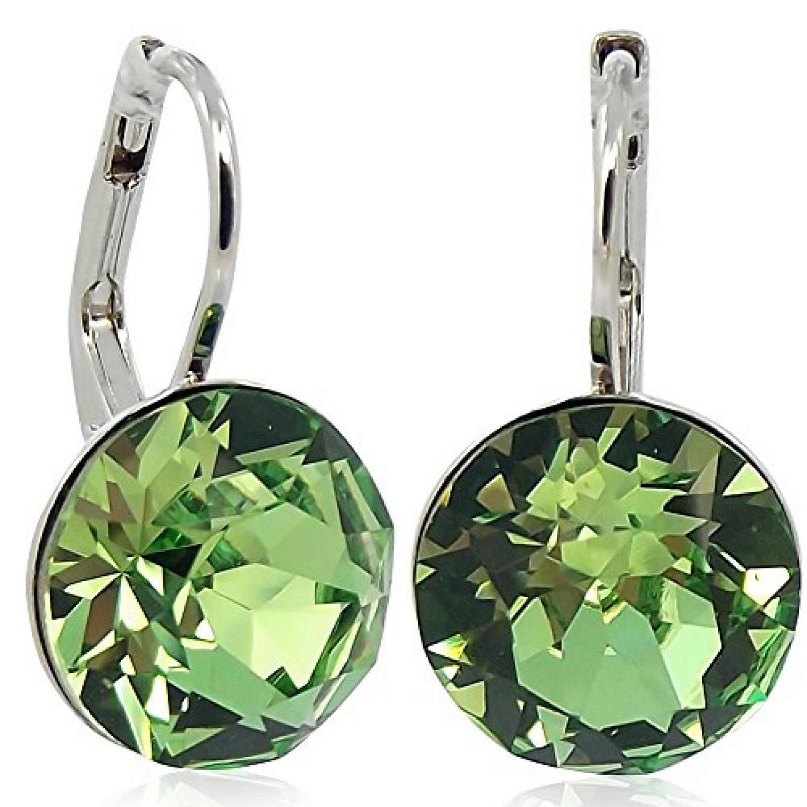 Ohrringe mit SWAROVSKI ELEMENTS - Farbe Silber Peridot - in Etui - Made in Germany 