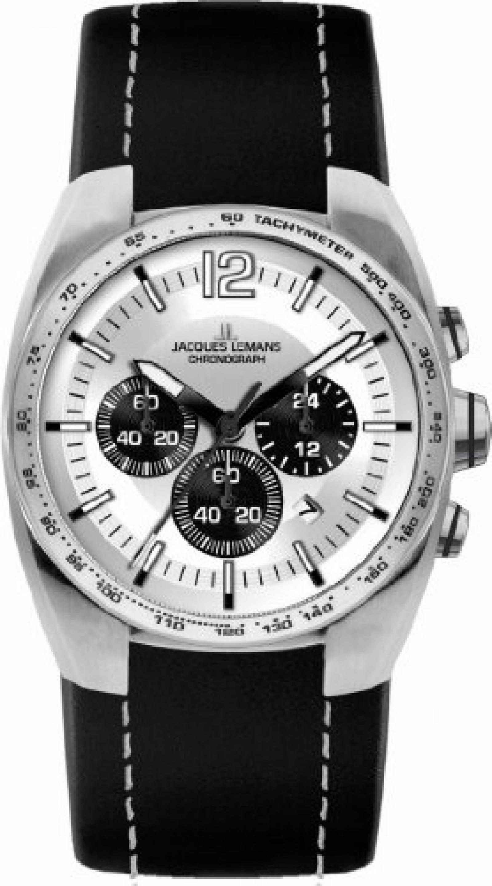 Jacques Lemans Herren-Armbanduhr XL Sport Chronograph Quarz Leder 1-1688B Jacques Lemans Herren-Armbanduhr XL Sport Chronograph Quarz Leder 1-1688B