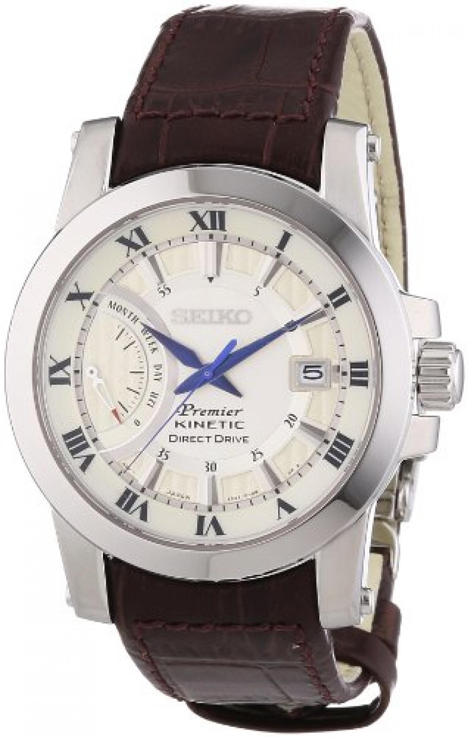 Seiko Herren-Armbanduhr XL Premier Kinetic Direct Drive Analog Automatik Leder SRG013P1 