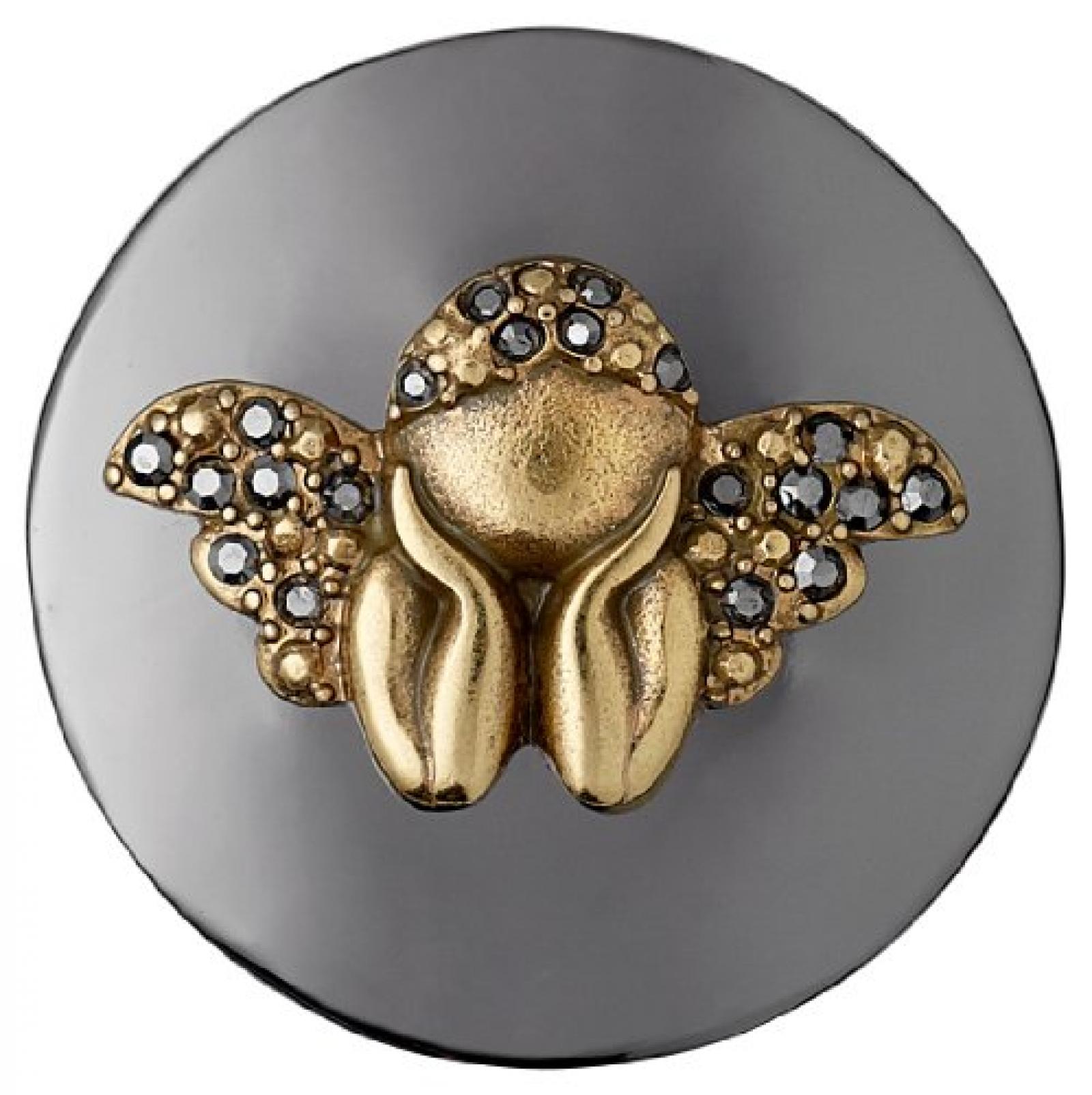 Pilgrim Jewelry Damen-Anh&auml;nger Messing Kristall Coin 3.0 cm grau 441343102 