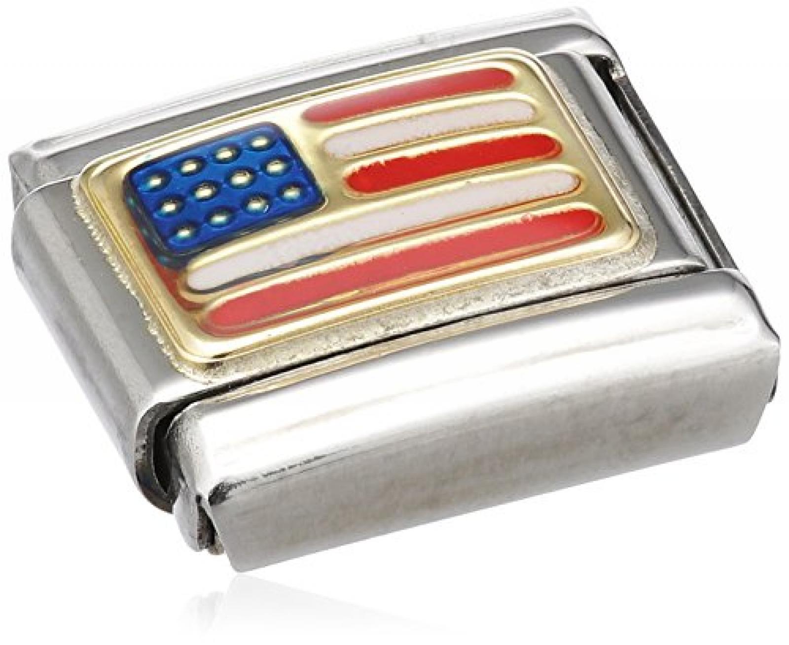 Nomination Composable Classic AMERIKA Edelstahl, Email und 18K-Gold (USA) 030235 