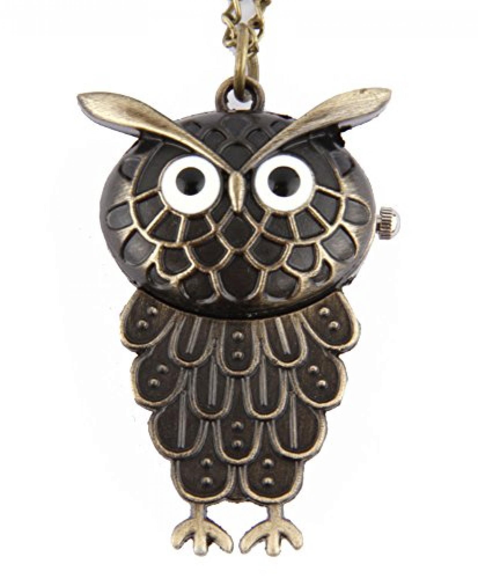 Sanlise Vintage Herbst und Winter Eule Taschenuhr Koreanische Style Schmuck f&uuml;r Pullover Mantel Liebliche Cartoon Taschenuhr 