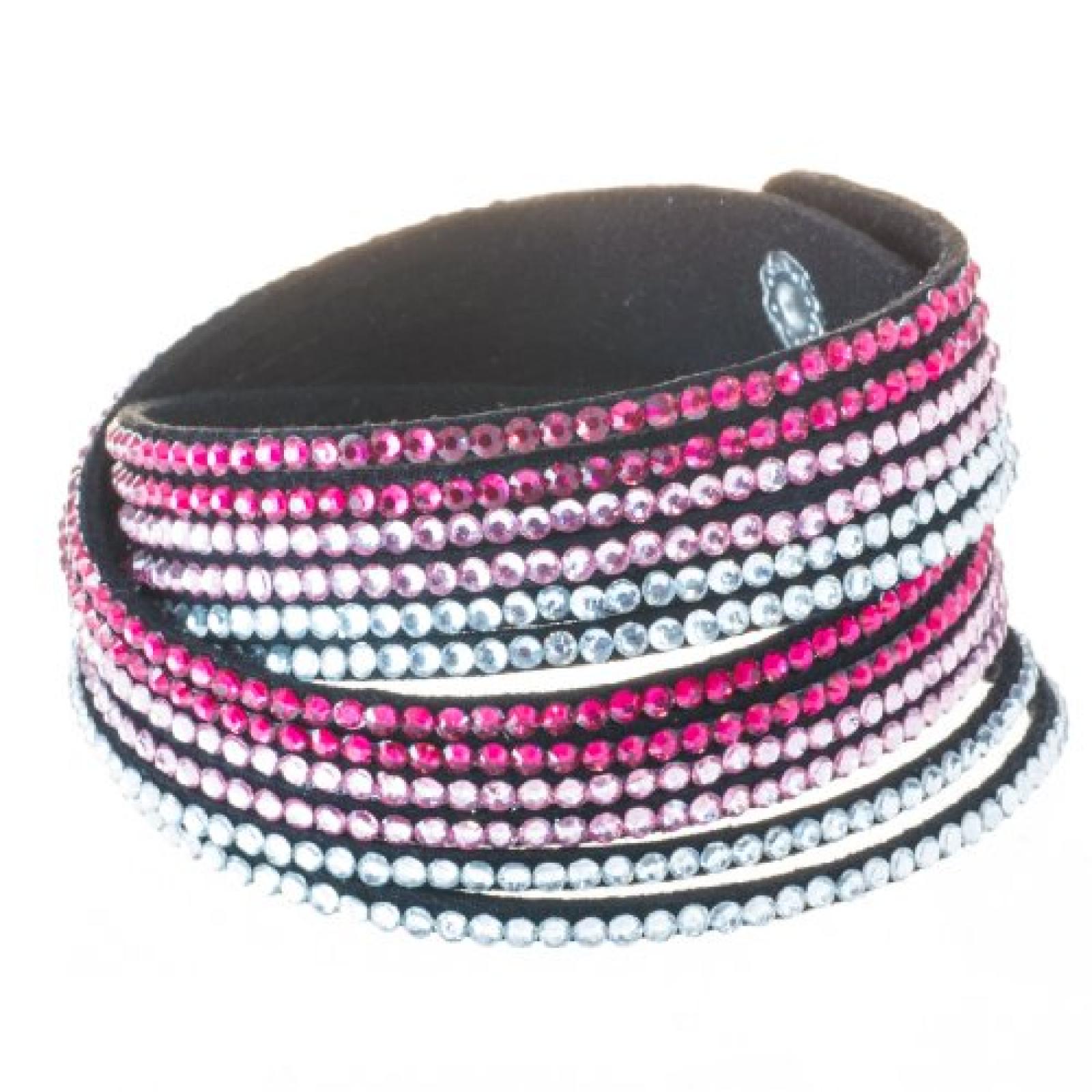 Bella Carina Damen Armband Samt mit Kristall, pink, verstellbar Bella Carina Damen Armband Samt mit Kristall, pink, verstellbar