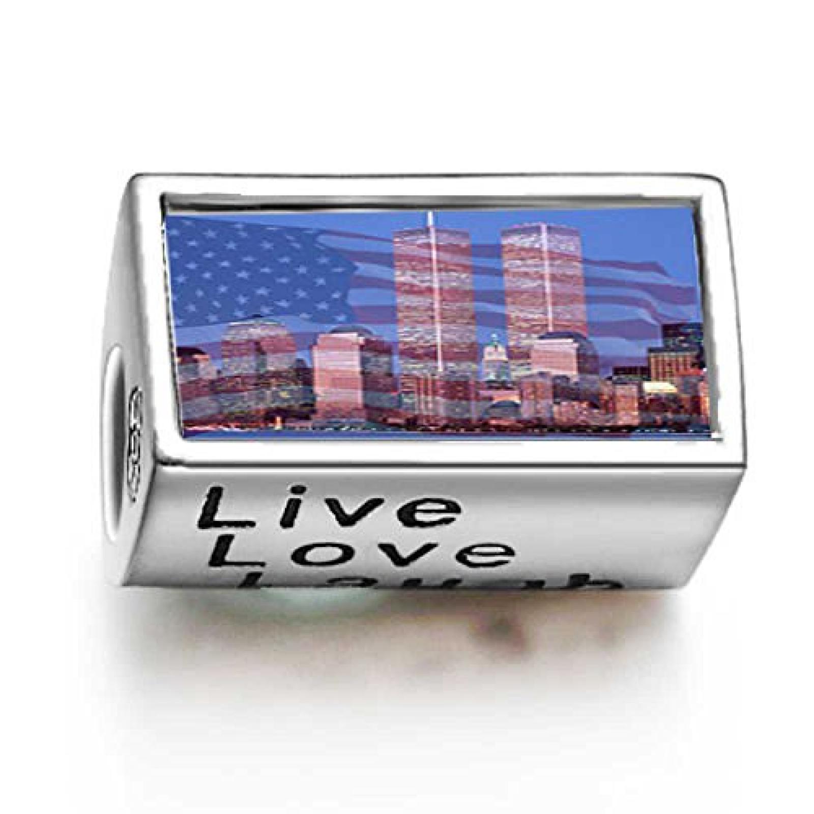 loyallove amerikanischen Twin Towers W?rter Live Love Laugh Bead Charm 