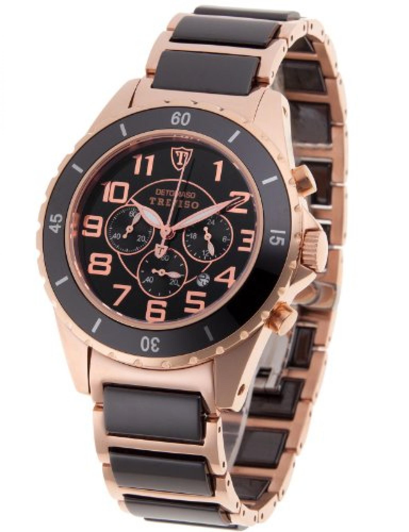 Detomaso Herrenuhr XL Treviso Keramik schwarz/rotgold Detomaso Herrenuhr XL Treviso Keramik schwarz/rotgold