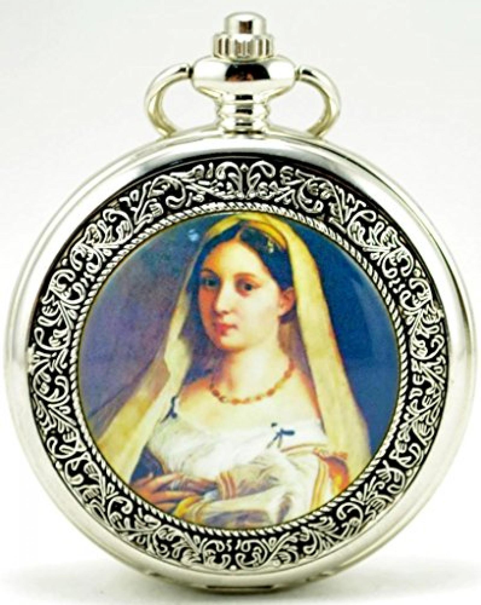 Unendlich U Unique Die Jungfrau Marys von Christentum mit Handaufzug mechanische Taschenuhr mit Skelett aus Stahl,Silber Unendlich U Unique Die Jungfrau Marys von Christentum mit Handaufzug mechanische Taschenuhr mit Skelett aus Stahl,Silber