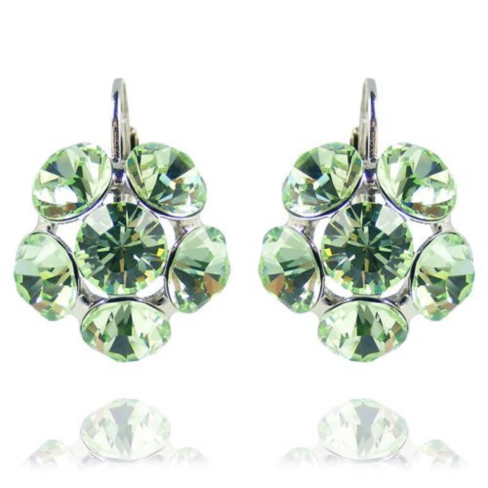 Ohrringe mit SWAROVSKI ELEMENTS - Farbe Chrysolite - hellgrün Silber 