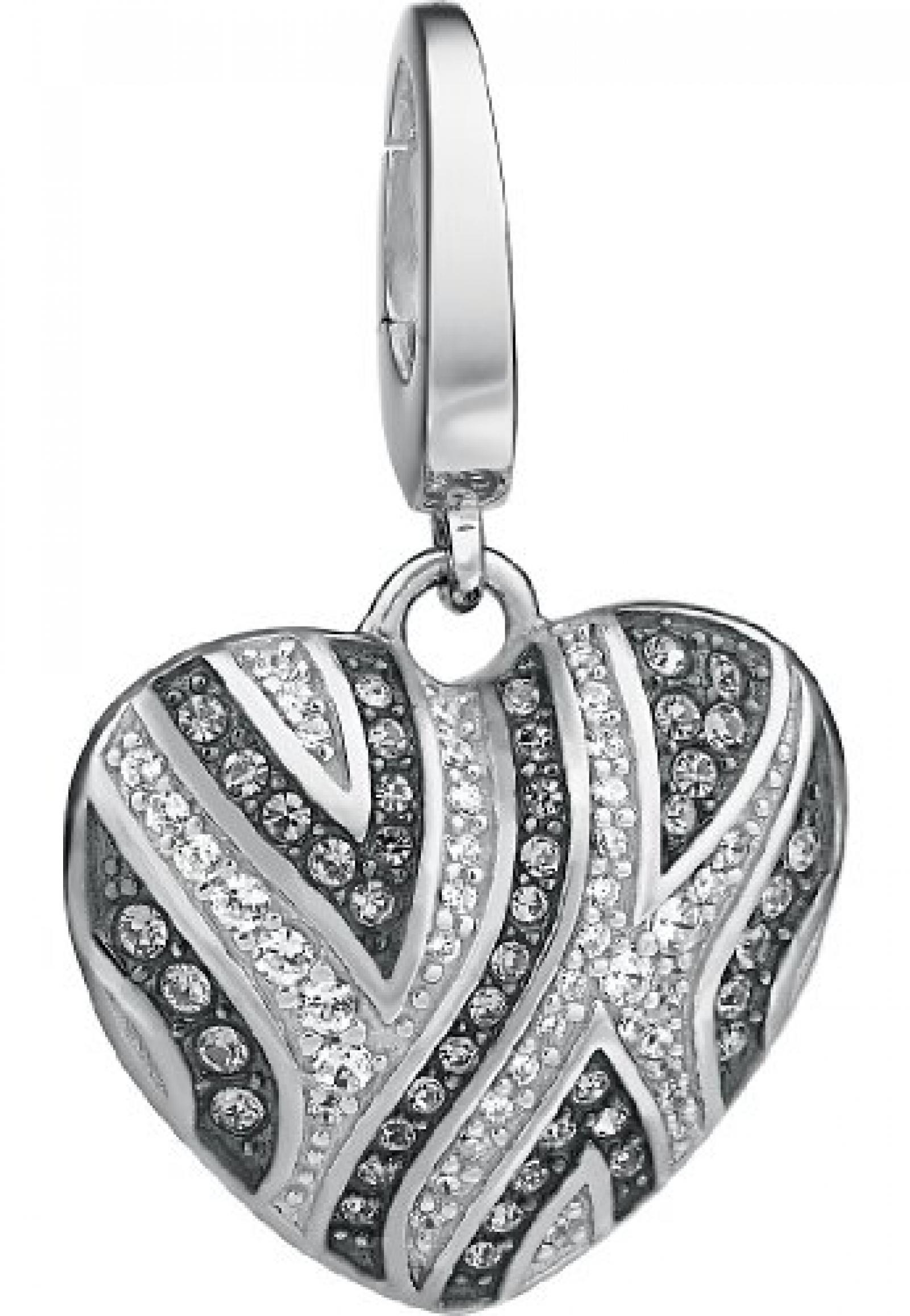 JETTE Charms Damen-Charm Wild Heart 925er Silber rhodiniert 42 Zirkonia 43 Kristall One Size, silber 