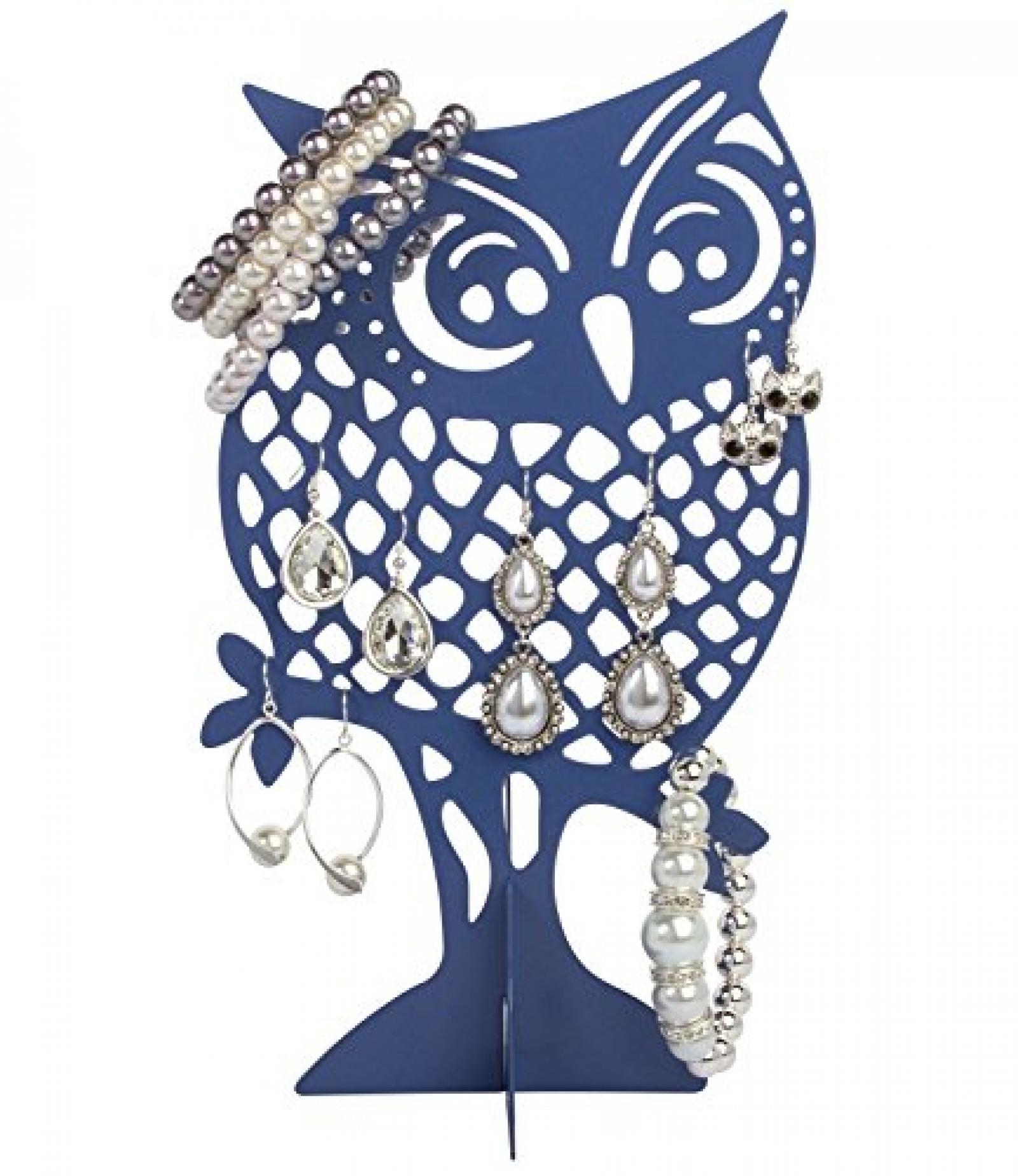 SIX süßer aufstellbarer Eulen Schmuckbaum aus dunkelblauem Metall (244-098) 