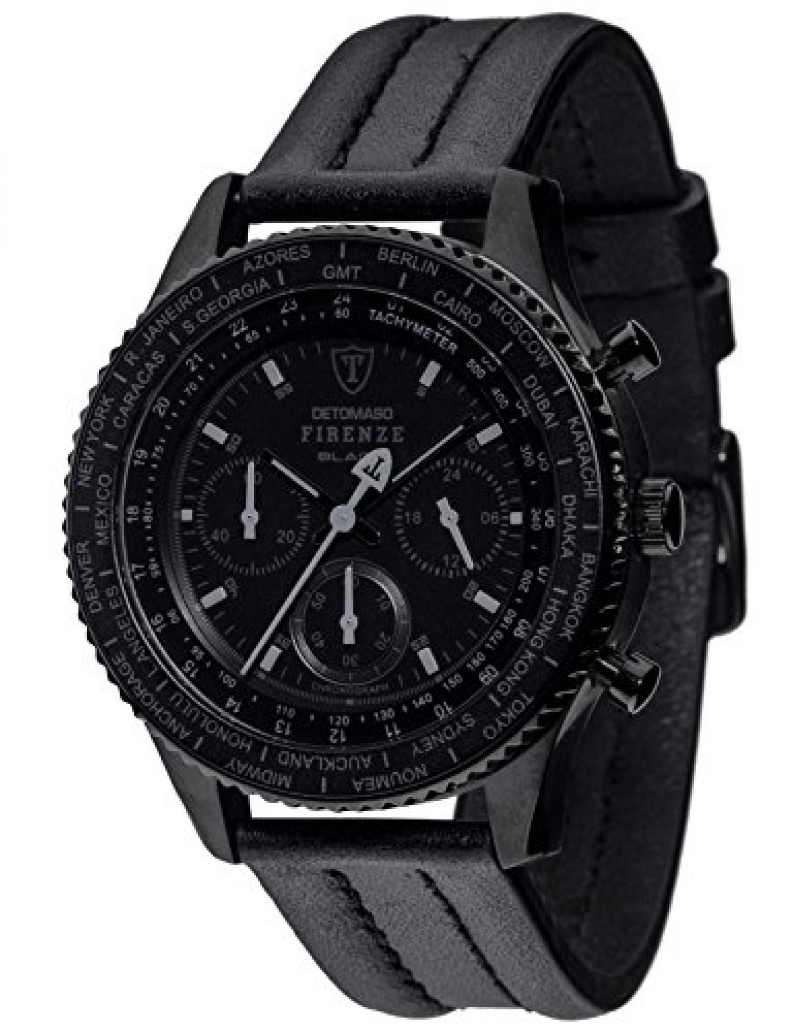 Detomaso Herren-Armbanduhr FIRENZE BLACK Chronograph Trend Quarz Leder DT1068-A Detomaso Herren-Armbanduhr FIRENZE BLACK Chronograph Trend Quarz Leder DT1068-A