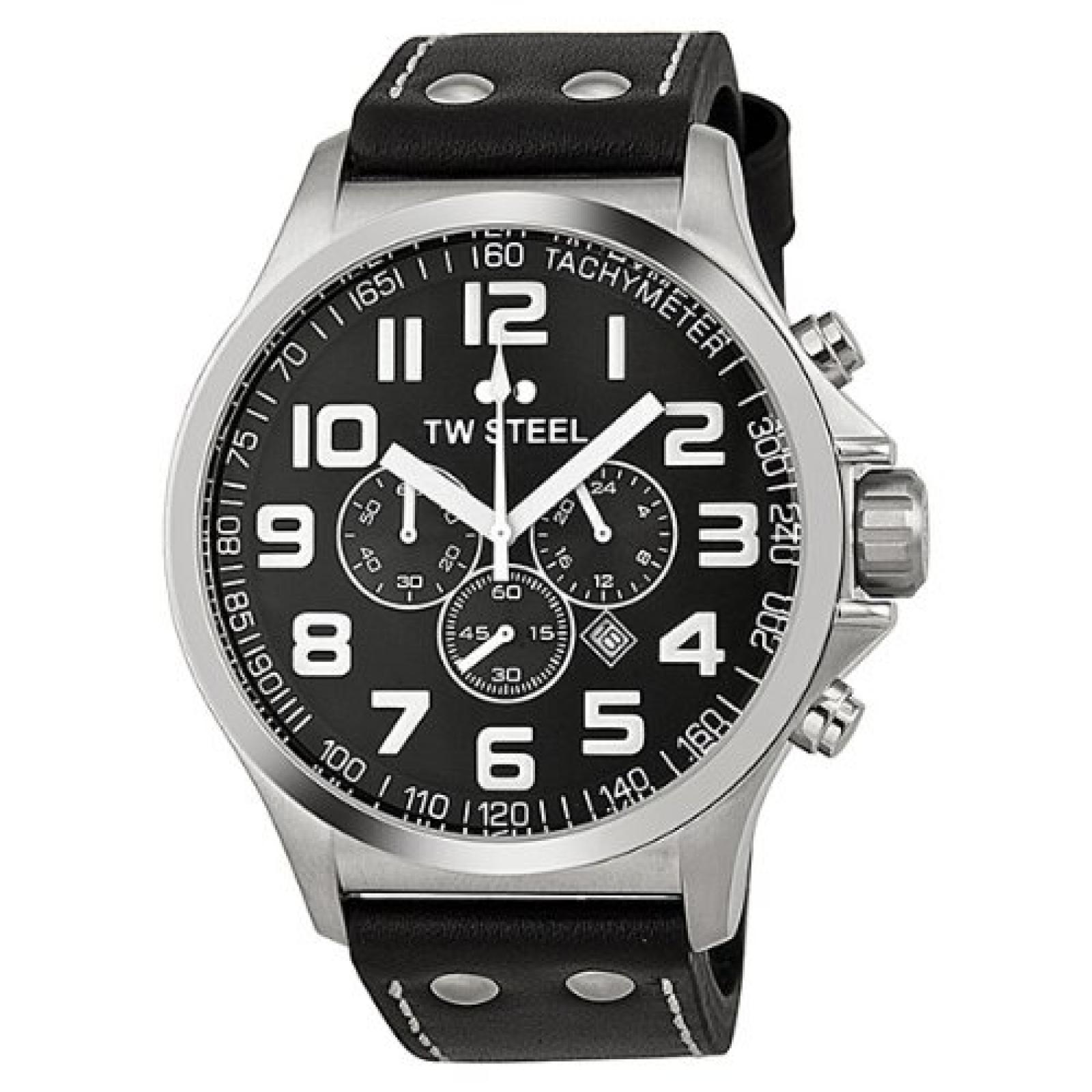 TW Steel Herren-Armbanduhr XL Pilot Chronograph Quarz Leder TW-413 TW Steel Herren-Armbanduhr XL Pilot Chronograph Quarz Leder TW-413