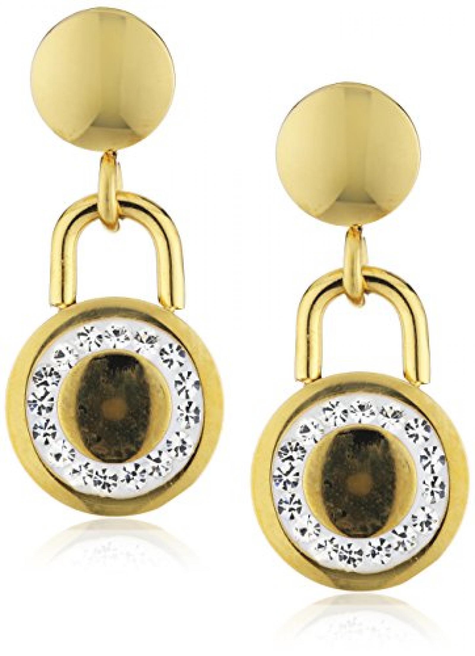 Mike Ellis New York Damen-Ohrstecker Edelstahl Zirkonia wei&szlig; S192 IPG 