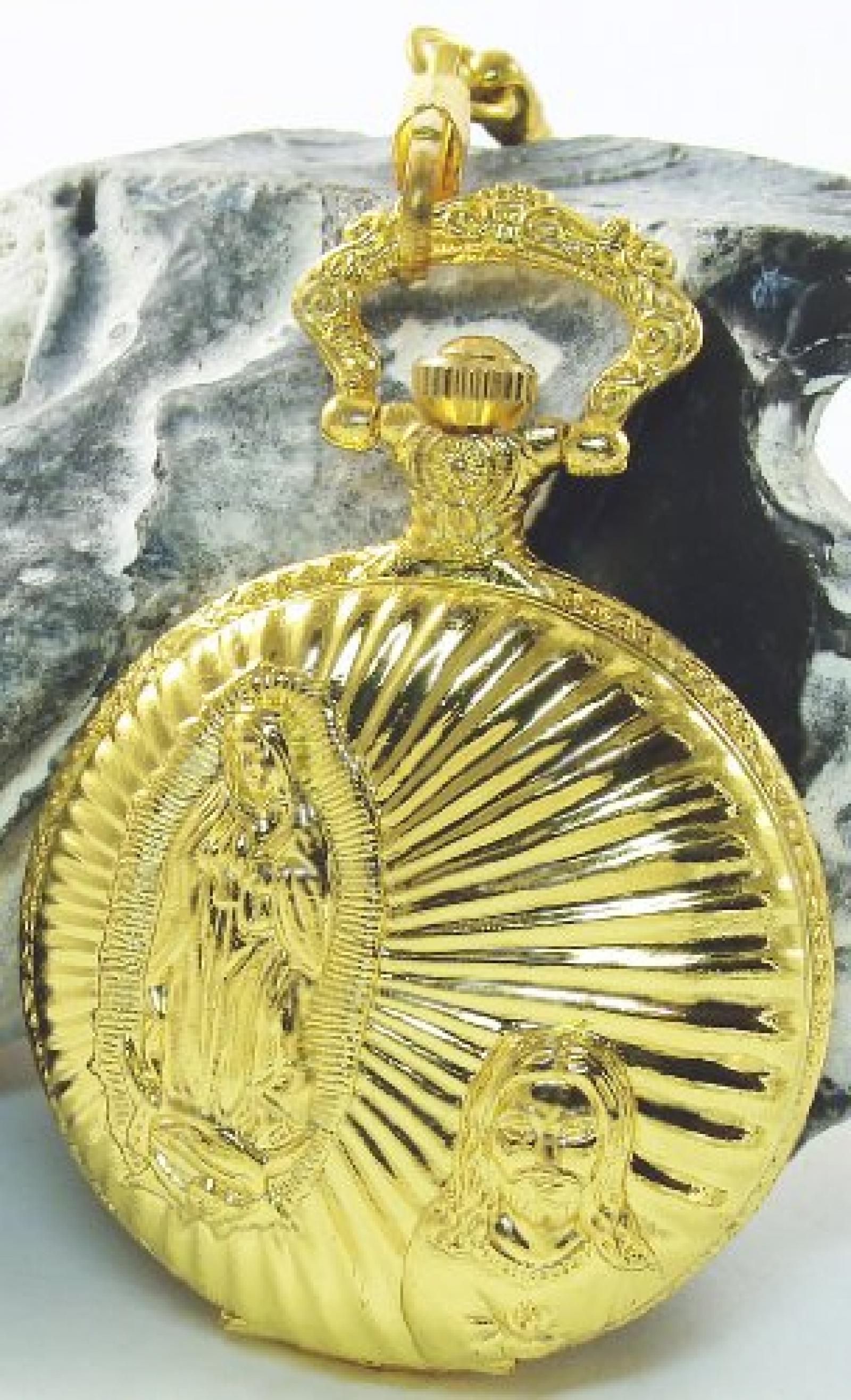 Classique Taschenuhr Wei&szlig; Gold + Ersatzbatterie Jesus Maria Christ Metall Analog Quarz Herrenuhr 