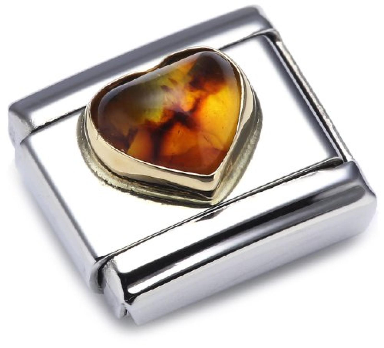 Nomination Composable Classic EDELSTEINE HERZ aus Edelstahl und 18K-Gold (BERNSTEIN) 030501 