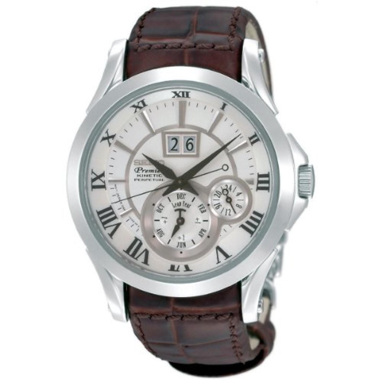 Seiko Herren-Armbanduhr XL Premier Kinetic Perpetual Analog Automatik Leder SNP023P1 Seiko Herren-Armbanduhr XL Premier Kinetic Perpetual Analog Automatik Leder SNP023P1