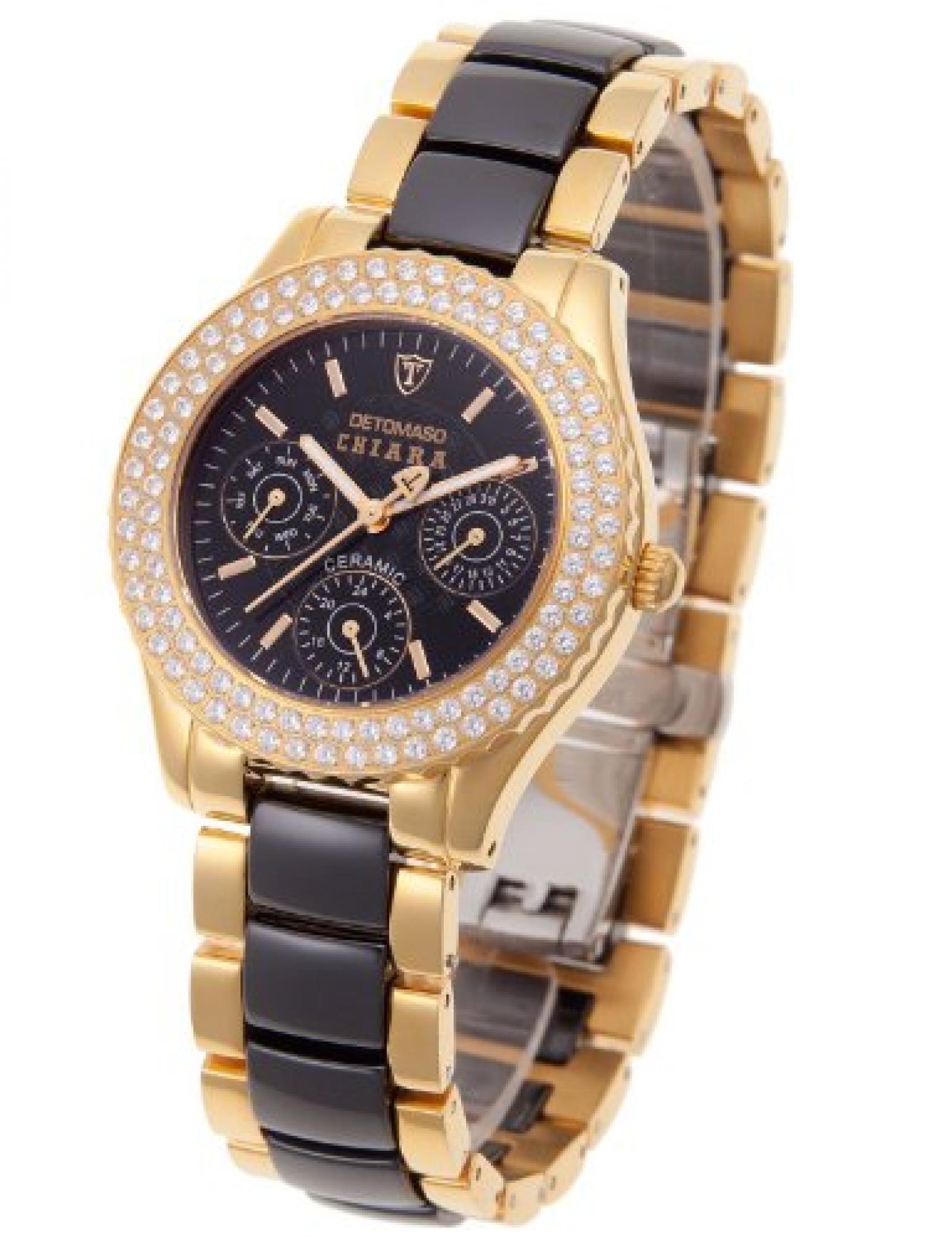 Detomaso Damen-Armbanduhr XS Chiara Analog Quarz Keramik schwarz/gold DT3002-B Detomaso Damen-Armbanduhr XS Chiara Analog Quarz Keramik schwarz/gold DT3002-B