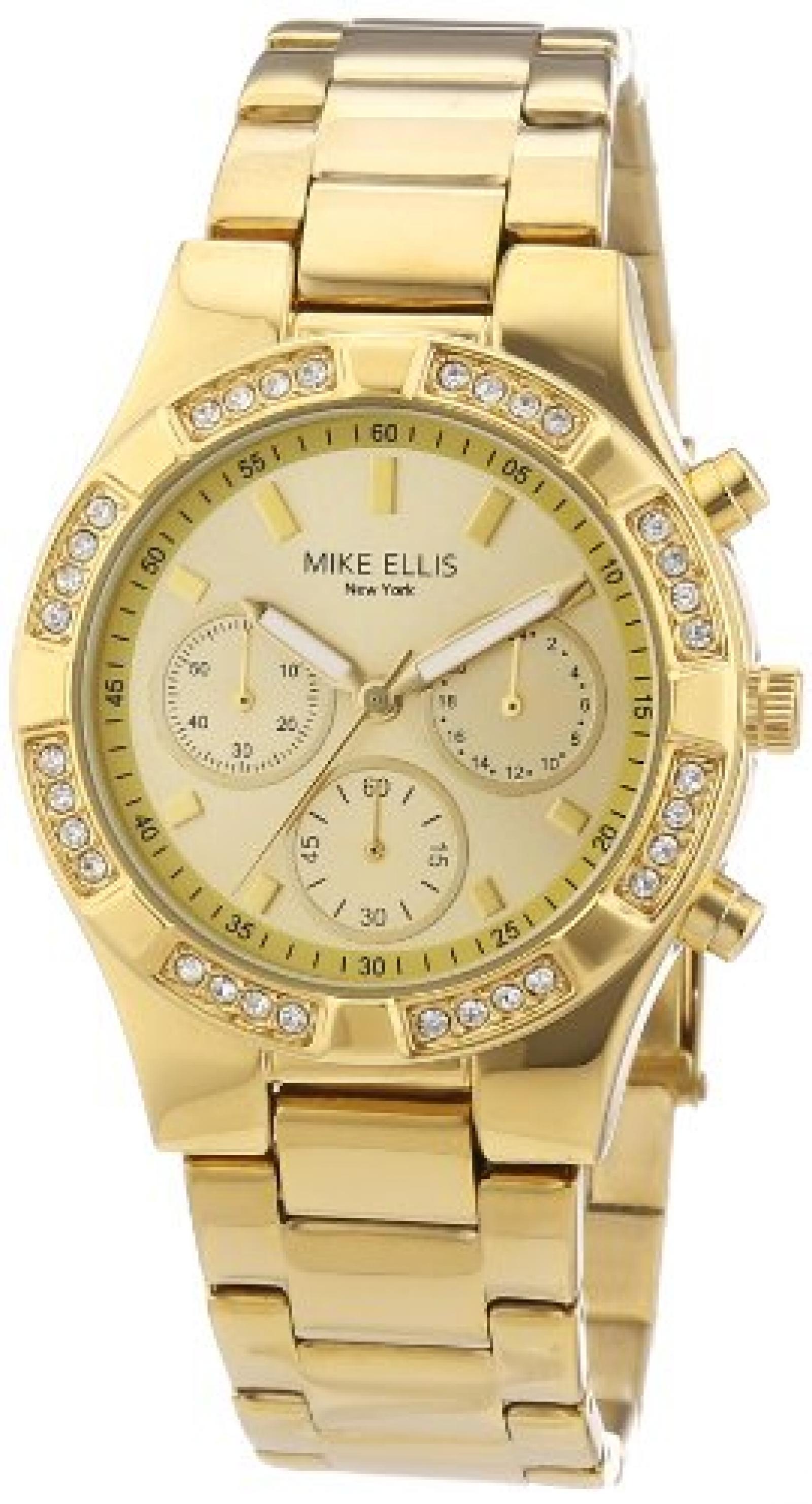 Mike Ellis New York Damen-Armbanduhr Analog Quarz Edelstahl beschichtet L2698AGM 