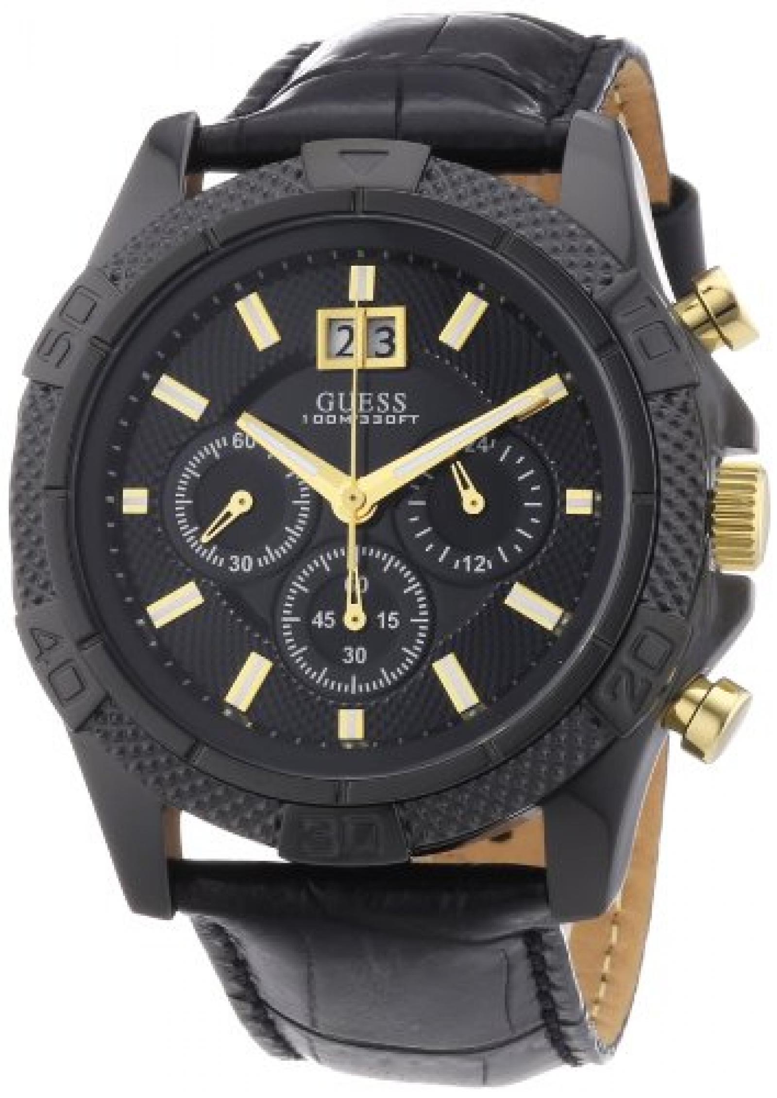 Guess Herren-Armbanduhr XL Mens Sport Chronograph Quarz Leder W0176G1 