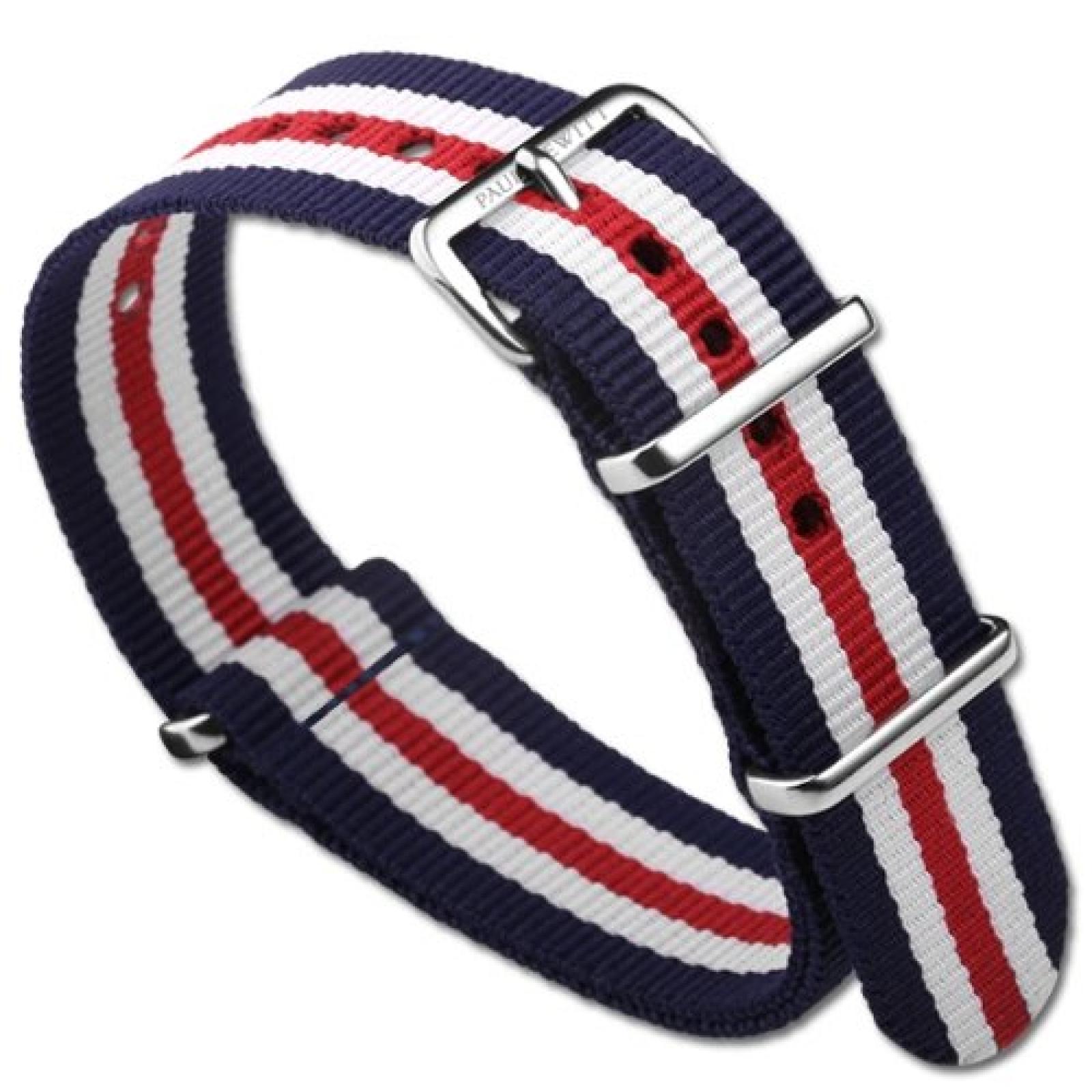 PAUL HEWITT Nato Strap Uhrenarmband 20 mm Marineblau-Weiss-Rot 