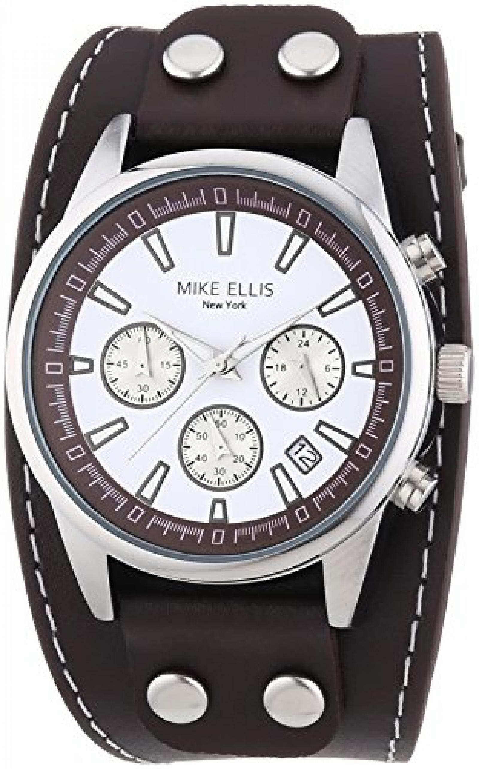 Mike Ellis New York Herren-Armbanduhr XL Chronograph Quarz Leder SL4-60223 