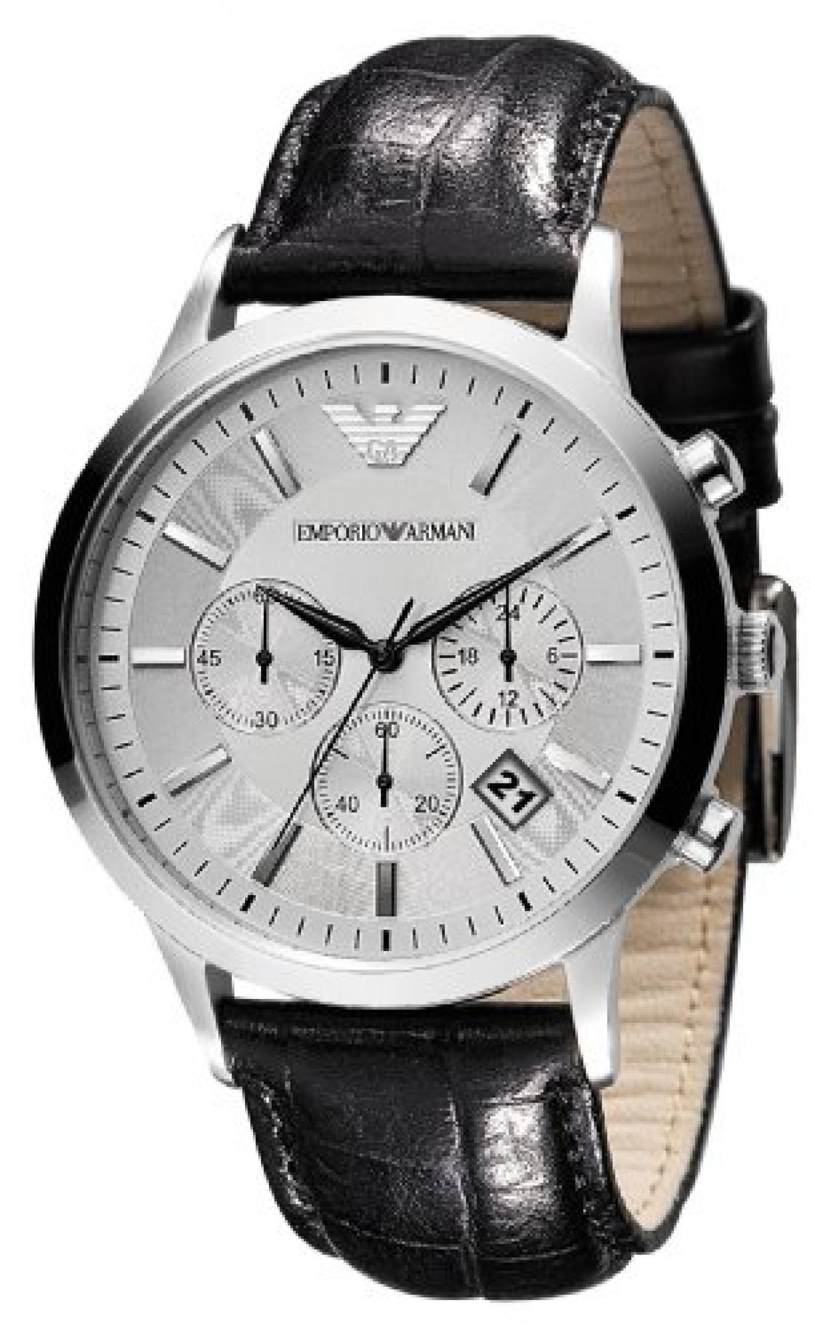 Emporio Armani Herren-Armbanduhr XL Chronograph Quarz Leder AR2432 Emporio Armani Herren-Armbanduhr XL Chronograph Quarz Leder AR2432