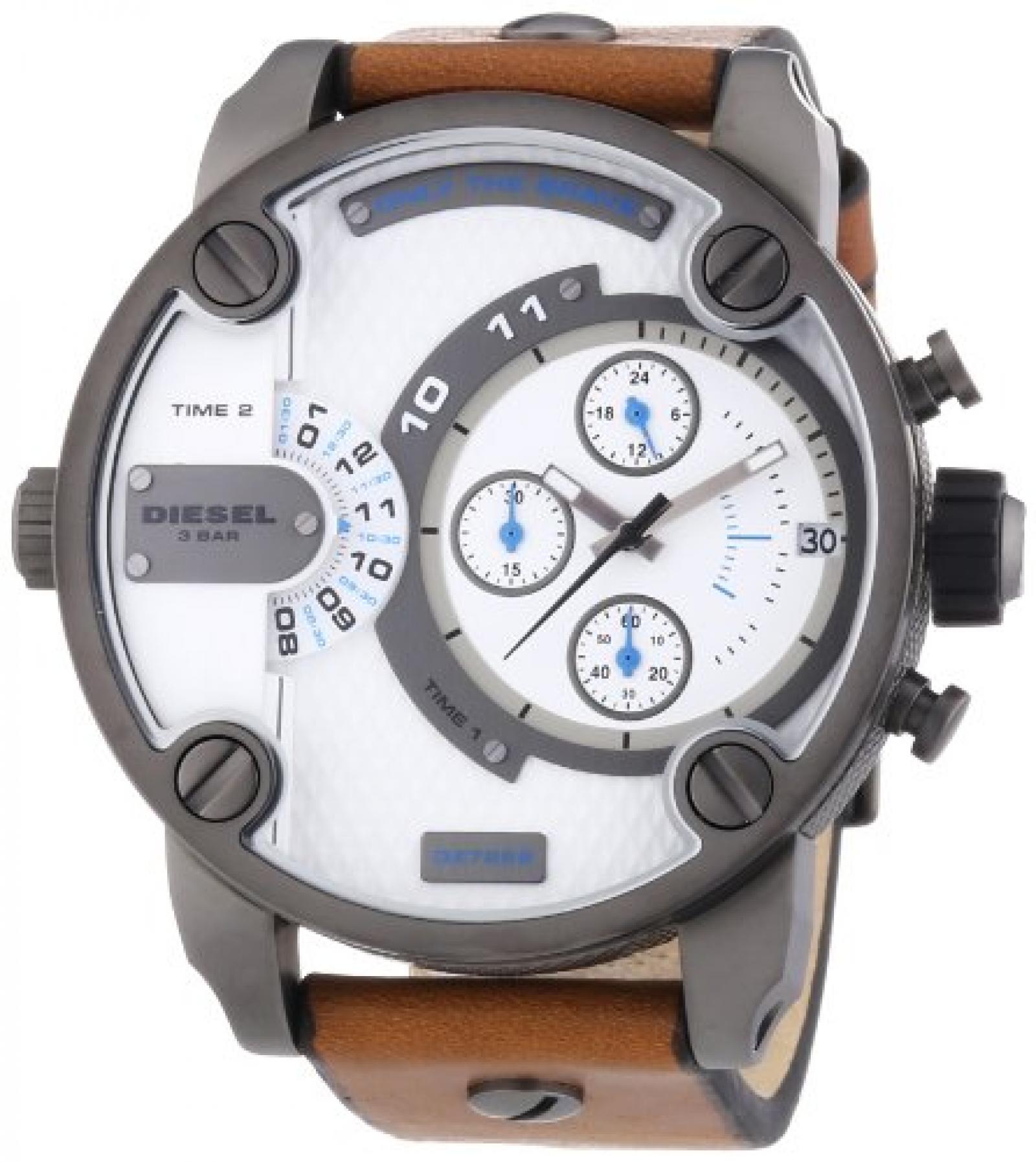 Diesel Herren-Armbanduhr XL Little Daddy Chronograph Quarz Leder DZ7269 