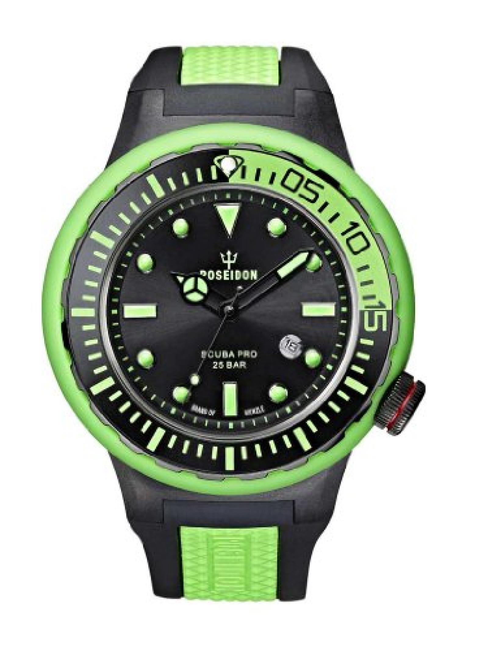 Poseidon Herren-Armbanduhr XL SCUBA PRO Analog Quarz Kautschuk K2081243033-00395 