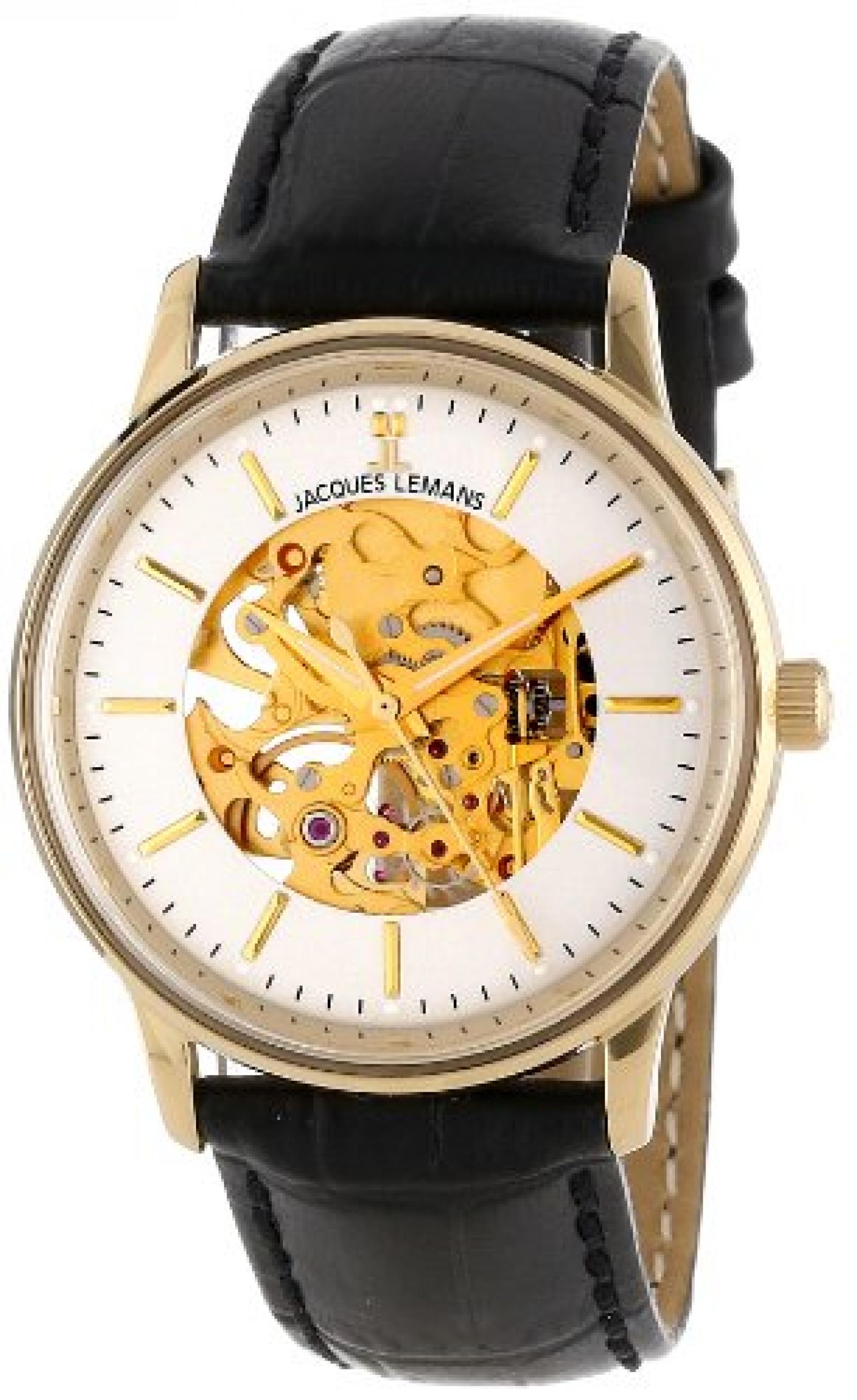 Jacques Lemans N-207B NOSTALGIE Uhr Damenuhr Lederarmband Edelstahl 50m Analog schwarz 