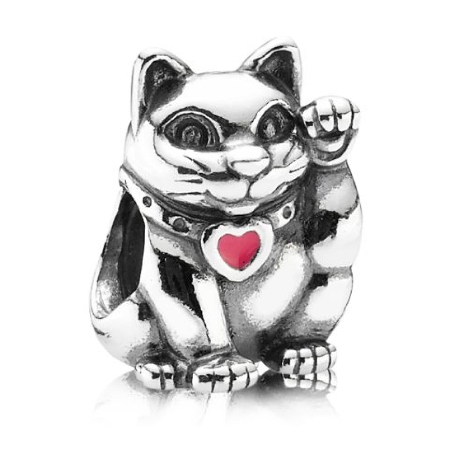 Pandora Damen-Charm 925 Sterling Silber Winkende Katze Emaille rosa 790989EN05 Pandora Damen-Charm 925 Sterling Silber Winkende Katze Emaille rosa 790989EN05