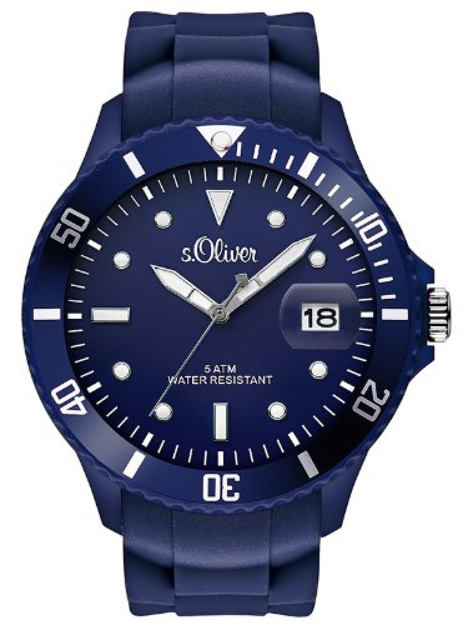s.Oliver Herren-Armbanduhr XL Analog Quarz Silikon SO-2680-PQ 