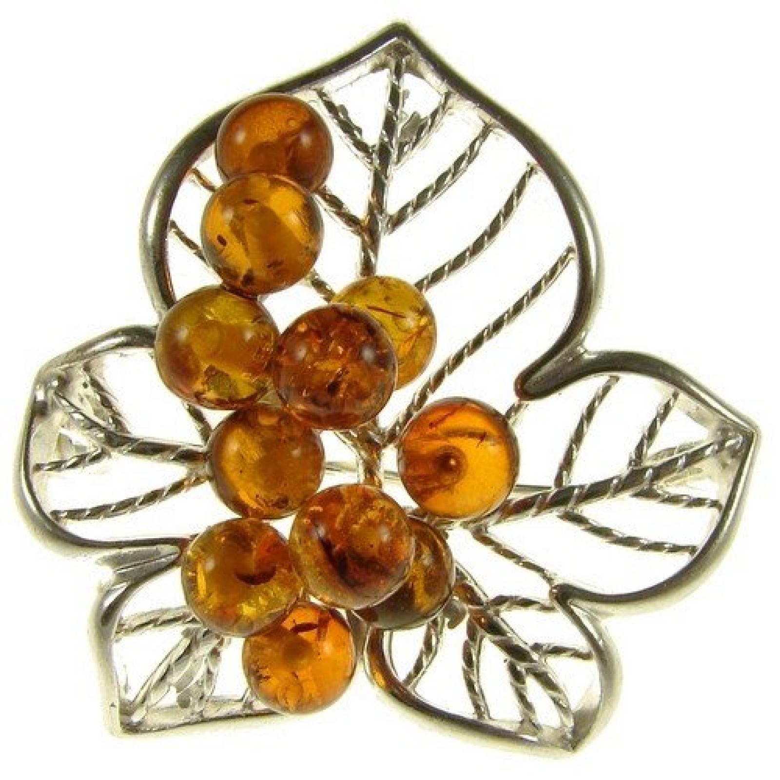 Damen-Brosche 925 Sterlingsilber Bernstein / Schmuck / Broschen Damen-Brosche 925 Sterlingsilber Bernstein / Schmuck / Broschen