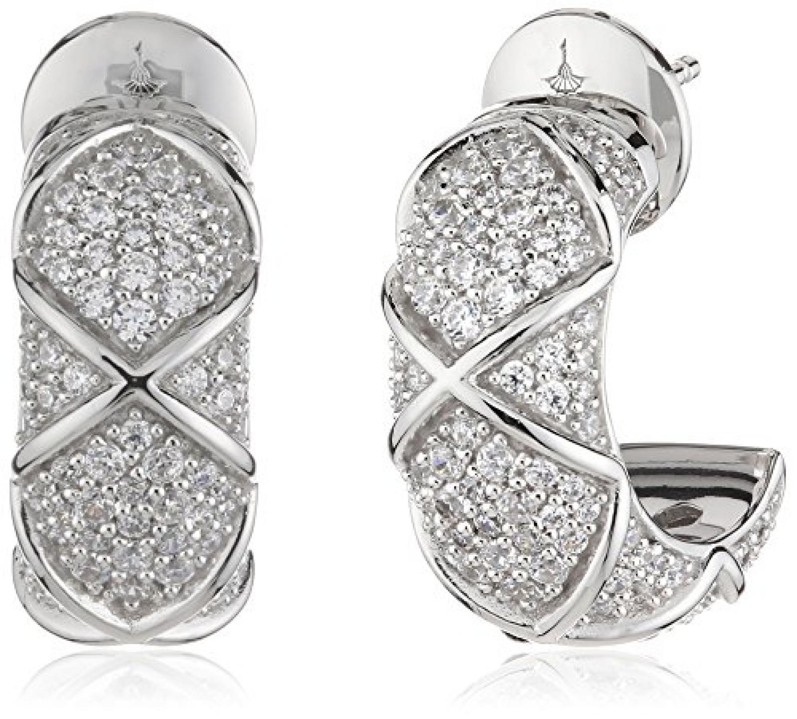 Joop Damen-Creolen 925 Sterling Silber Zirkonia Mosaics wei&szlig; JPER90306A000 