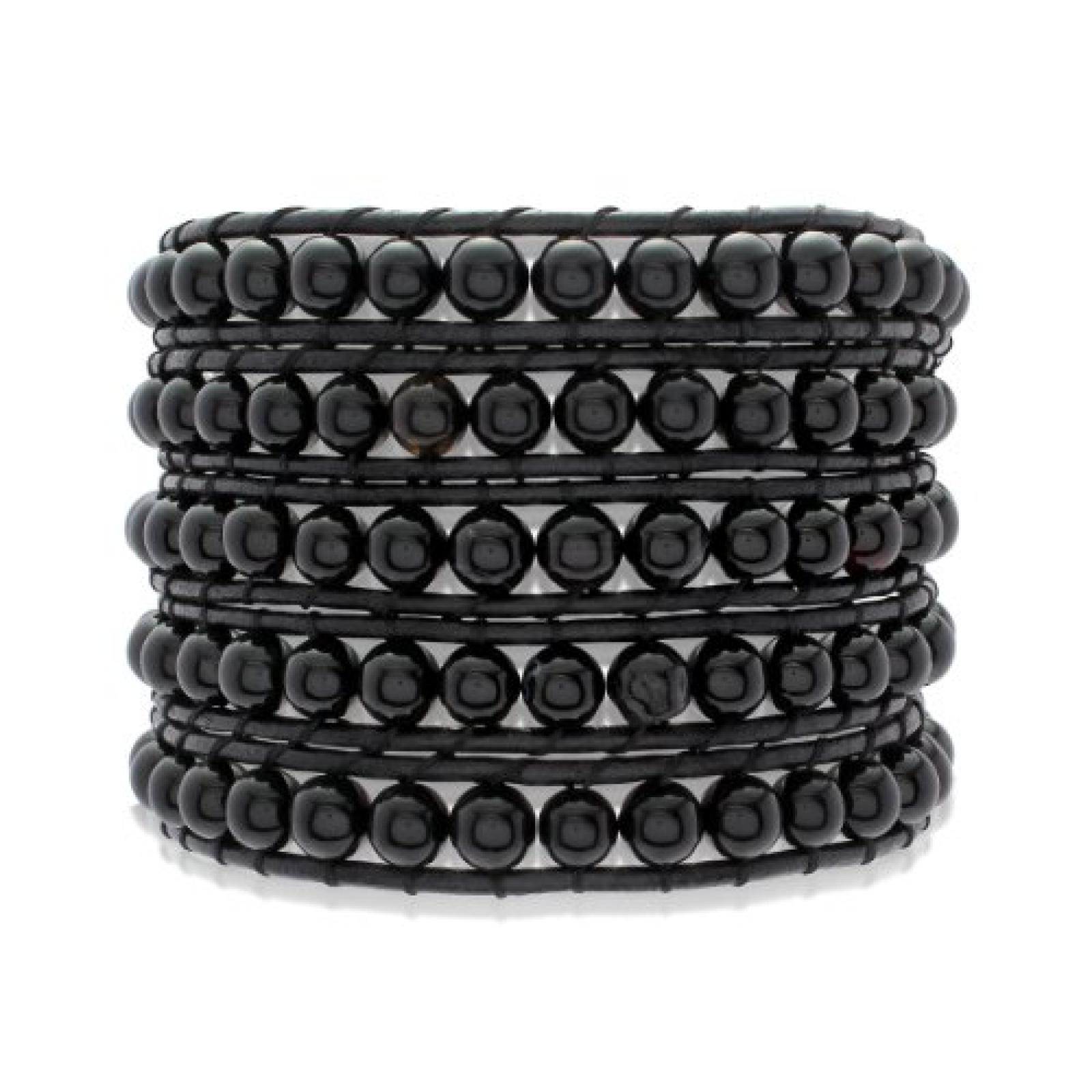 Rafaela Donata Damen-Armband Leather Collection Leder schwarz Achat schwarz 60831003 